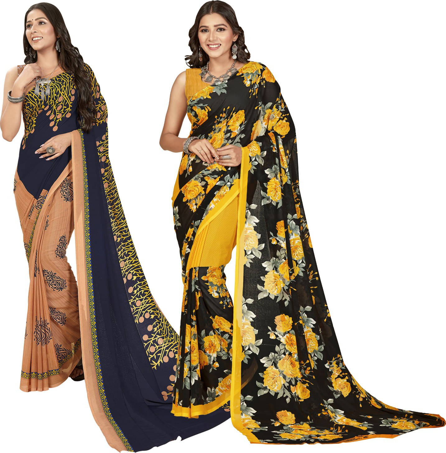     			ANAND SAREES Georgette Printed Saree With Unstitched Blouse Piece ( Multicolor )