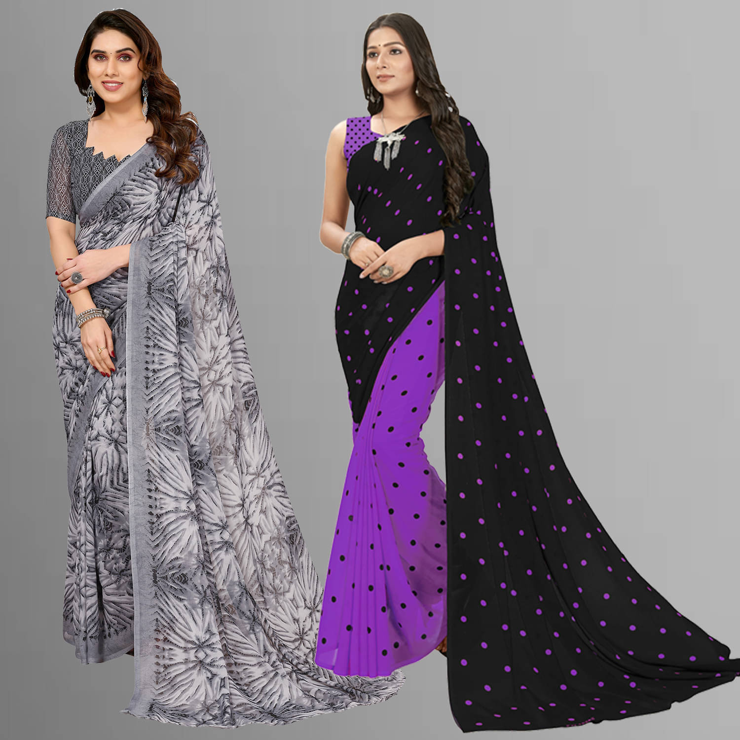     			ANAND SAREES Georgette Printed Saree With Unstitched Blouse Piece ( Multicolor )