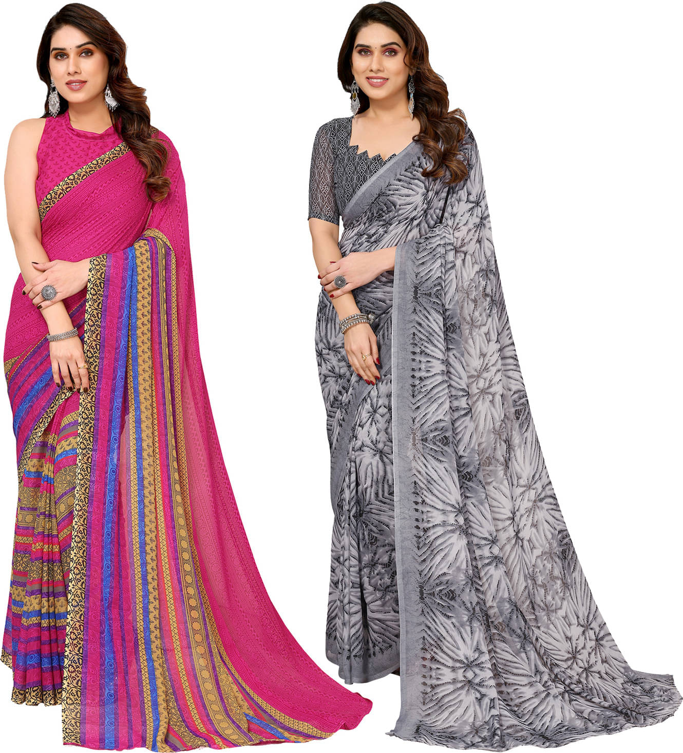 ANAND SAREES Georgette Printed Saree With Unstitched Blouse Piece ( Multicolor ) ANAND SAREES Georgette Printed Saree With Unstitched Blouse Piece ( Multicolor )