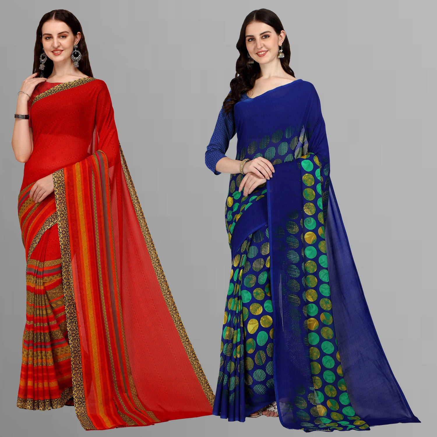 ANAND SAREES Georgette Printed Saree With Unstitched Blouse Piece ( Multicolor ) ANAND SAREES Georgette Printed Saree With Unstitched Blouse Piece ( Multicolor )