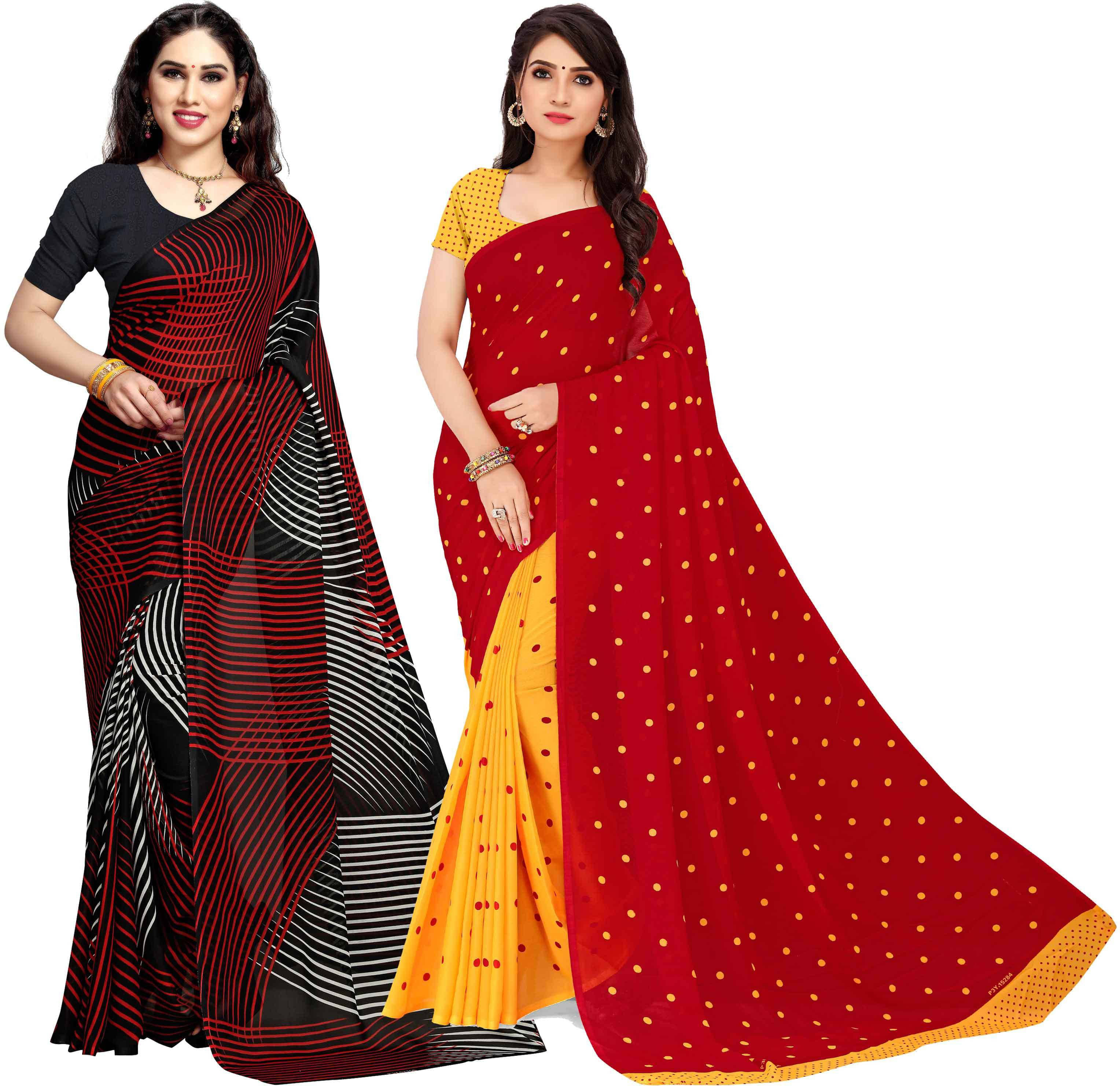 ANAND SAREES Georgette Printed Saree With Unstitched Blouse Piece ( Multicolor ) ANAND SAREES Georgette Printed Saree With Unstitched Blouse Piece ( Multicolor )