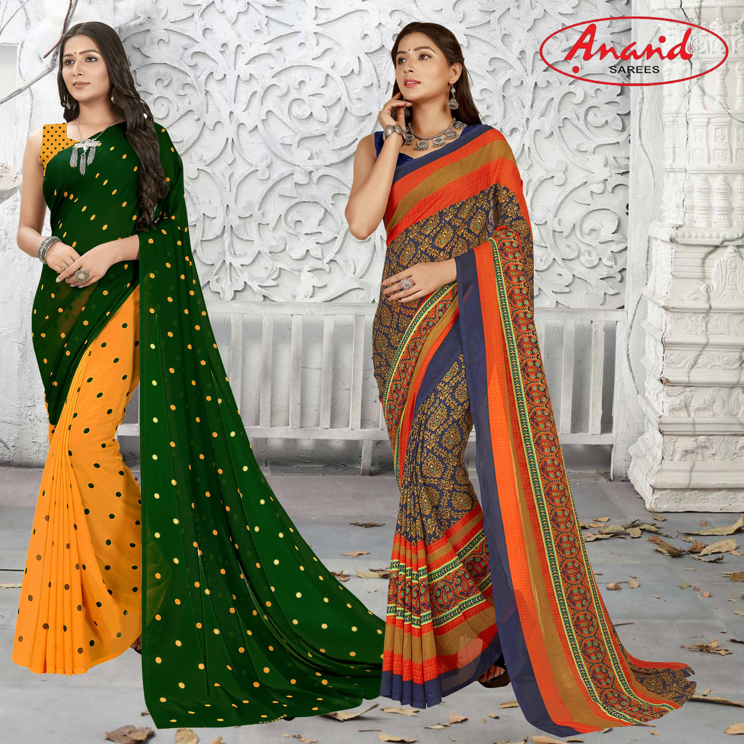 ANAND SAREES Georgette Printed Saree With Unstitched Blouse Piece ( Multicolor ) ANAND SAREES Georgette Printed Saree With Unstitched Blouse Piece ( Multicolor )