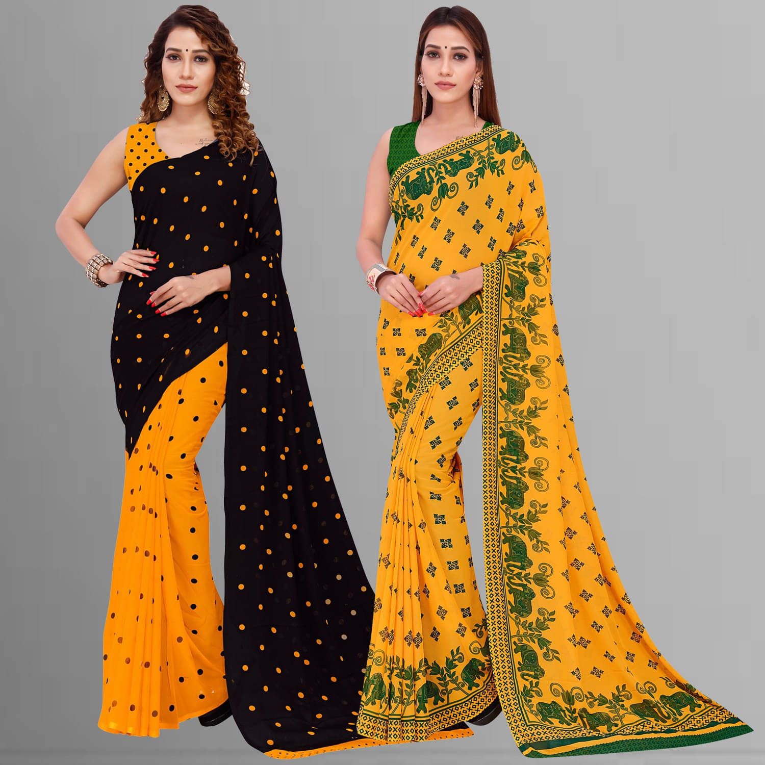 ANAND SAREES Georgette Printed Saree With Unstitched Blouse Piece ( Multicolor ) ANAND SAREES Georgette Printed Saree With Unstitched Blouse Piece ( Multicolor )