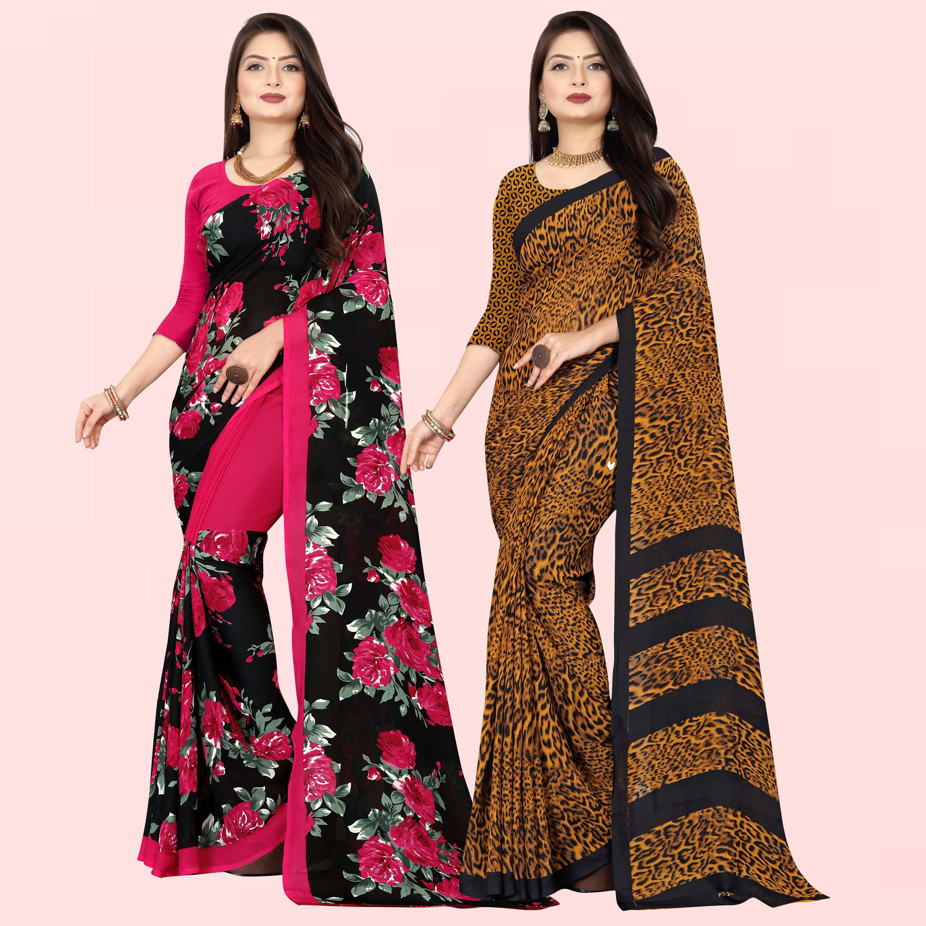 ANAND SAREES Georgette Printed Saree With Unstitched Blouse Piece ( Multicolor ) ANAND SAREES Georgette Printed Saree With Unstitched Blouse Piece ( Multicolor )