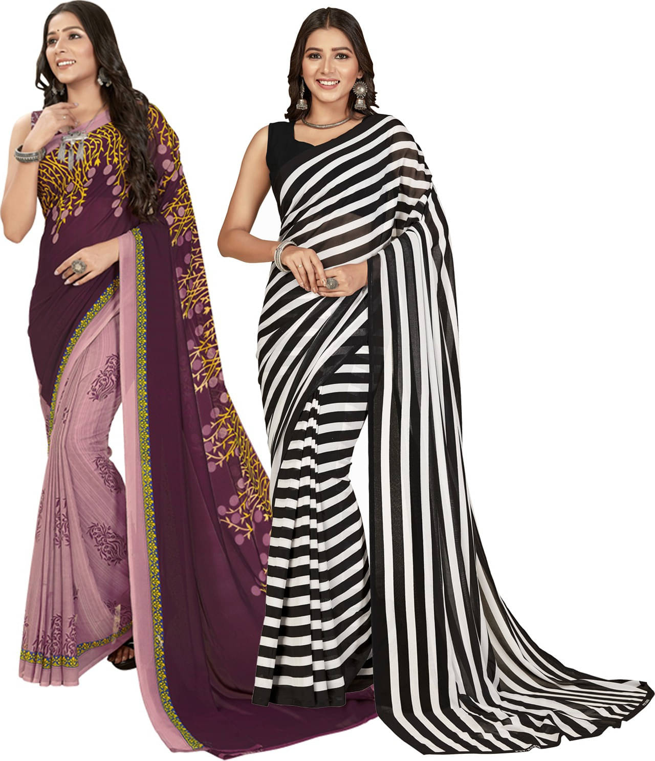 ANAND SAREES Georgette Printed Saree With Unstitched Blouse Piece ( Multicolor ) ANAND SAREES Georgette Printed Saree With Unstitched Blouse Piece ( Multicolor )