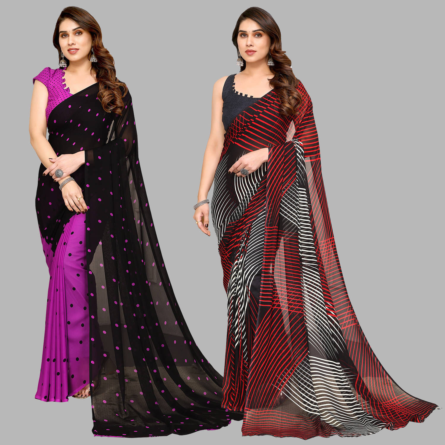     			ANAND SAREES Georgette Printed Saree With Unstitched Blouse Piece ( Multicolor )