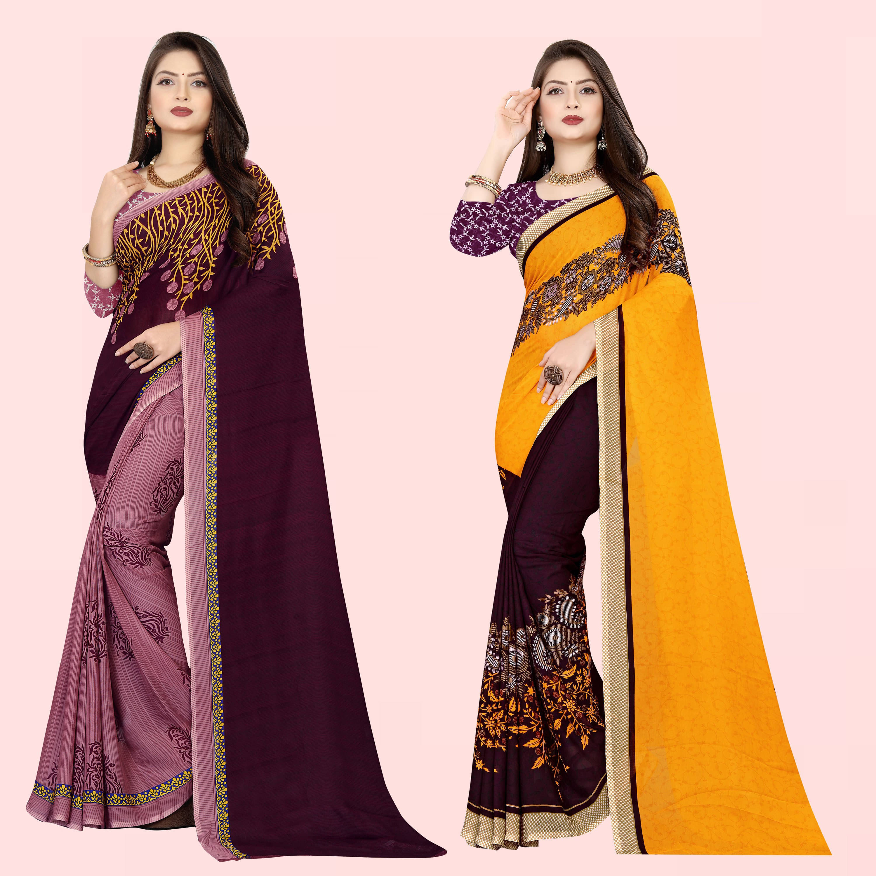 ANAND SAREES Georgette Printed Saree With Unstitched Blouse Piece ( Multicolor ) ANAND SAREES Georgette Printed Saree With Unstitched Blouse Piece ( Multicolor )