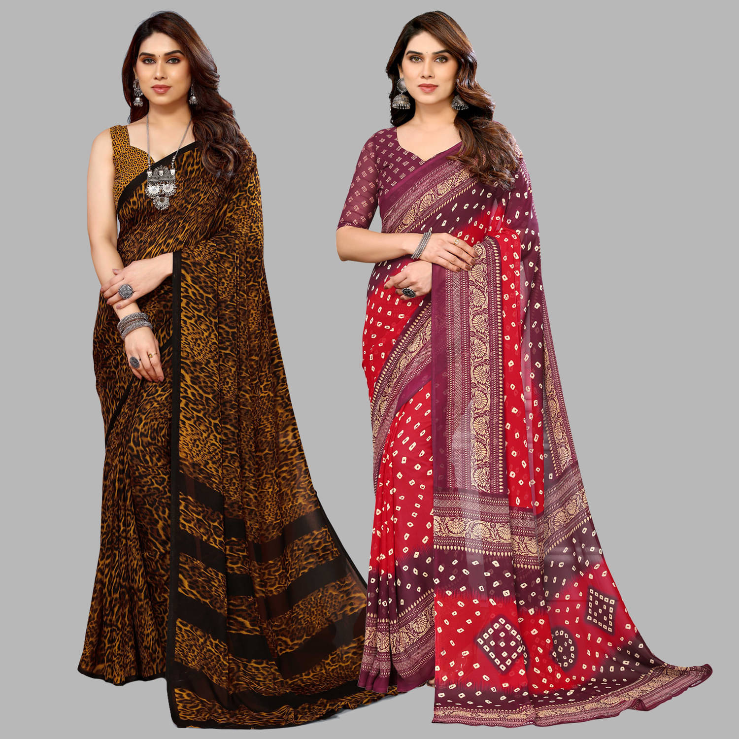 ANAND SAREES Georgette Printed Saree With Unstitched Blouse Piece ( Maroon ) ANAND SAREES Georgette Printed Saree With Unstitched Blouse Piece ( Maroon )