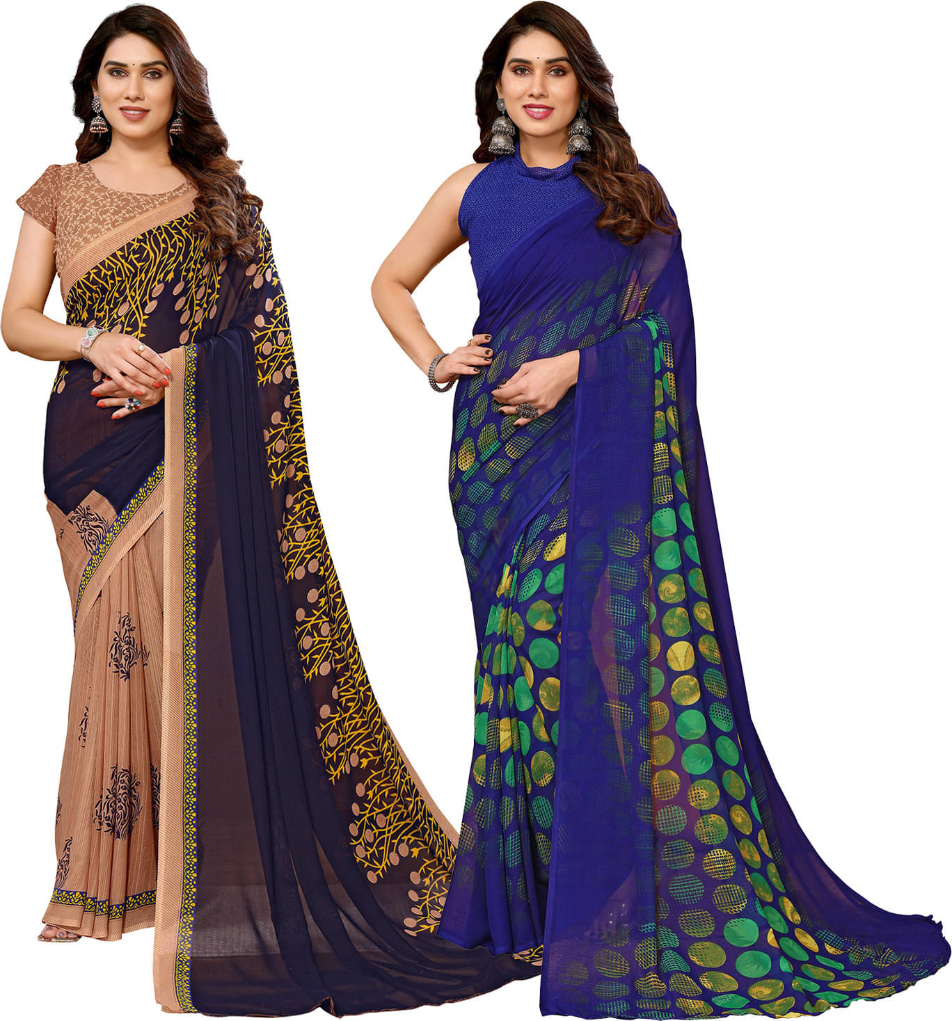     			ANAND SAREES Georgette Printed Saree With Unstitched Blouse Piece ( Multicolor )