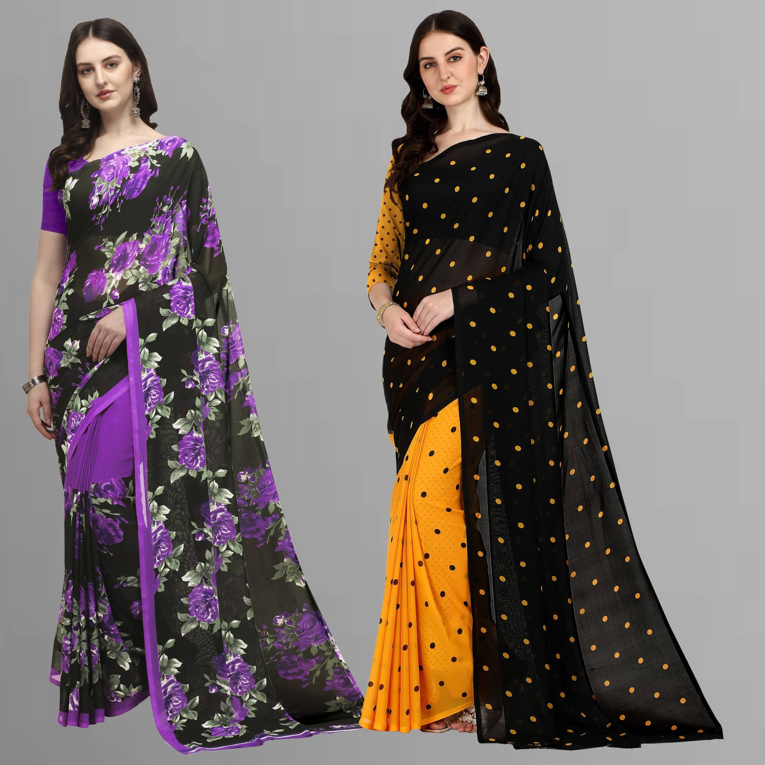     			ANAND SAREES Georgette Printed Saree With Unstitched Blouse Piece ( Multicolor )