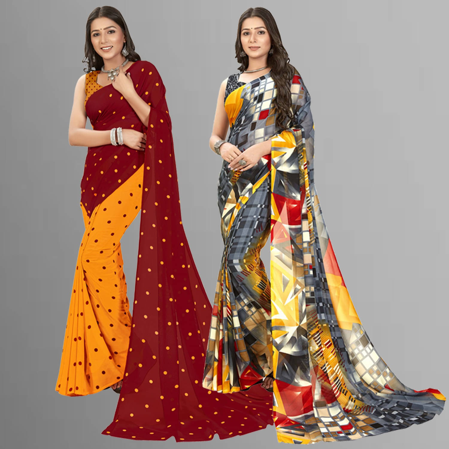     			ANAND SAREES Georgette Printed Saree With Unstitched Blouse Piece ( Multicolor )