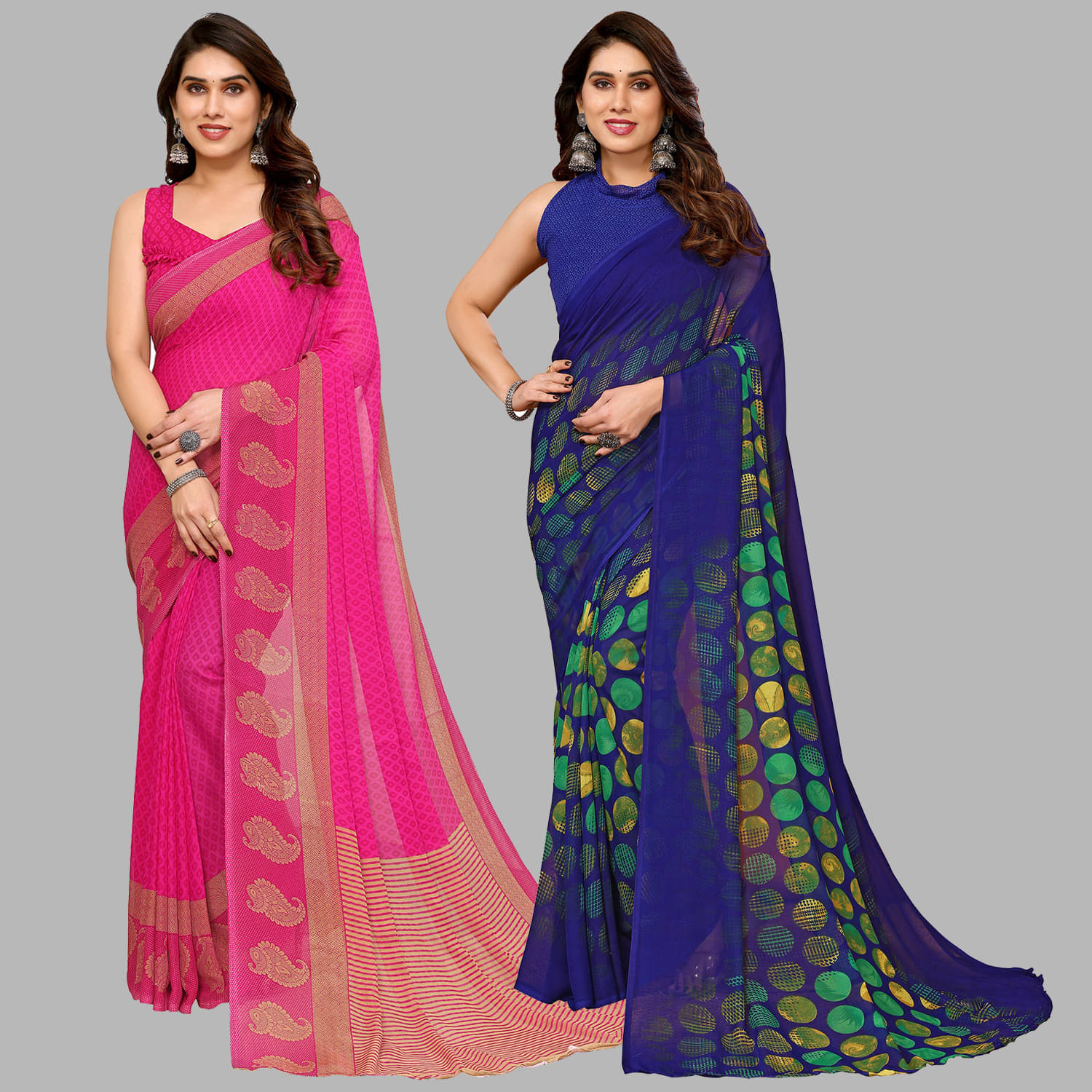     			ANAND SAREES Georgette Printed Saree With Unstitched Blouse Piece ( Multicolor )
