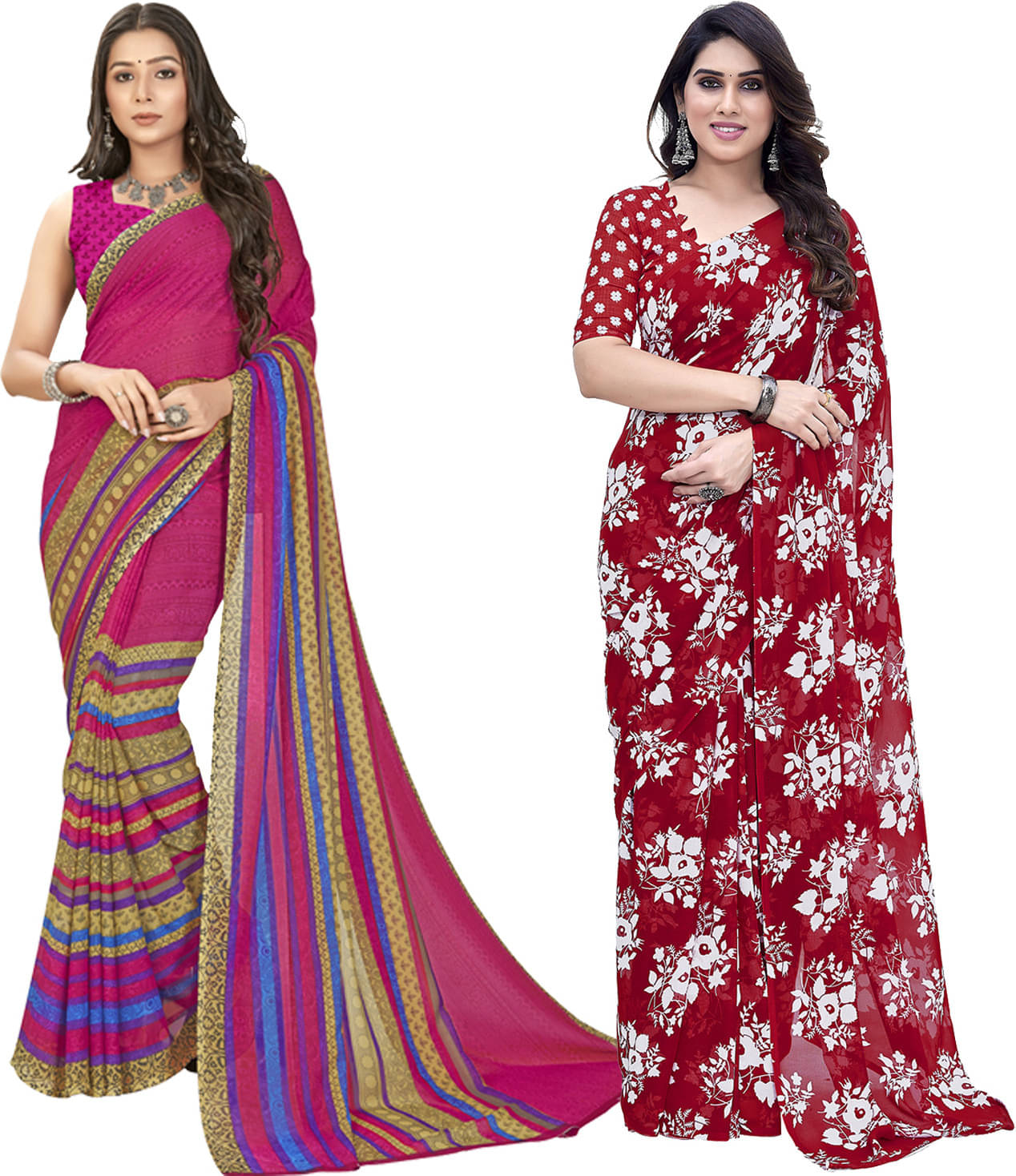 ANAND SAREES Georgette Printed Saree With Unstitched Blouse Piece ( Multicolor ) ANAND SAREES Georgette Printed Saree With Unstitched Blouse Piece ( Multicolor )