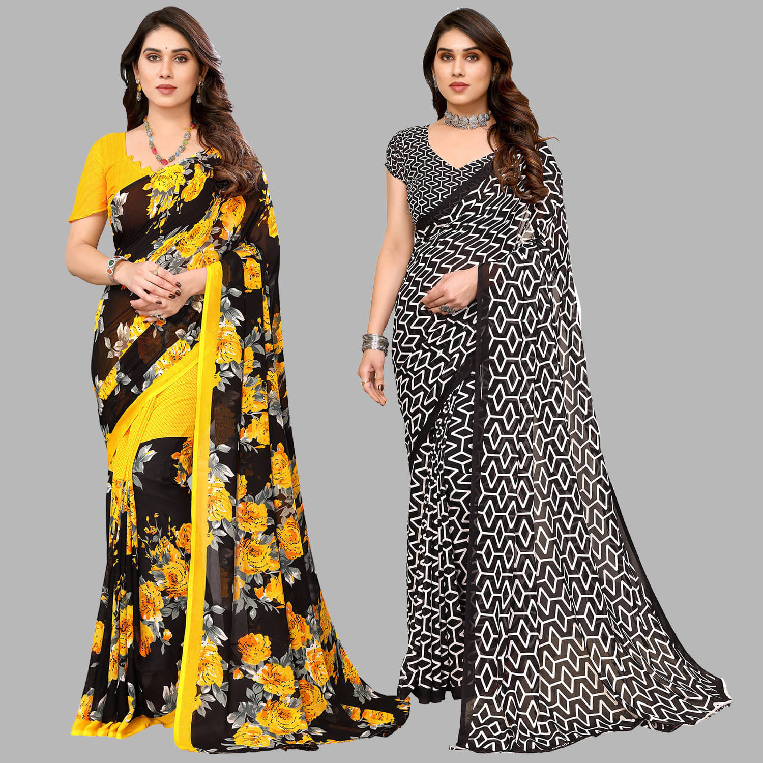 ANAND SAREES Georgette Printed Saree With Unstitched Blouse Piece ( Multicolor ) ANAND SAREES Georgette Printed Saree With Unstitched Blouse Piece ( Multicolor )