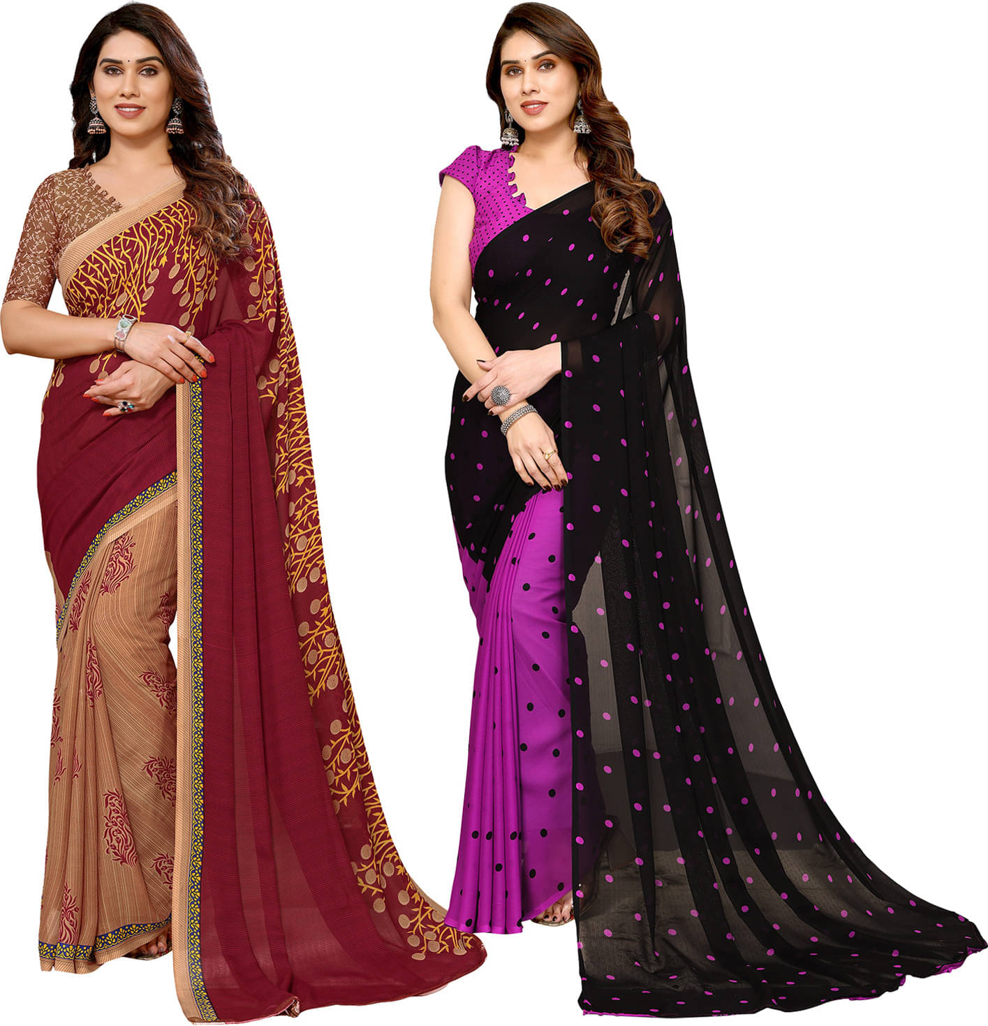 ANAND SAREES Georgette Printed Saree With Unstitched Blouse Piece ( Multicolor ) ANAND SAREES Georgette Printed Saree With Unstitched Blouse Piece ( Multicolor )