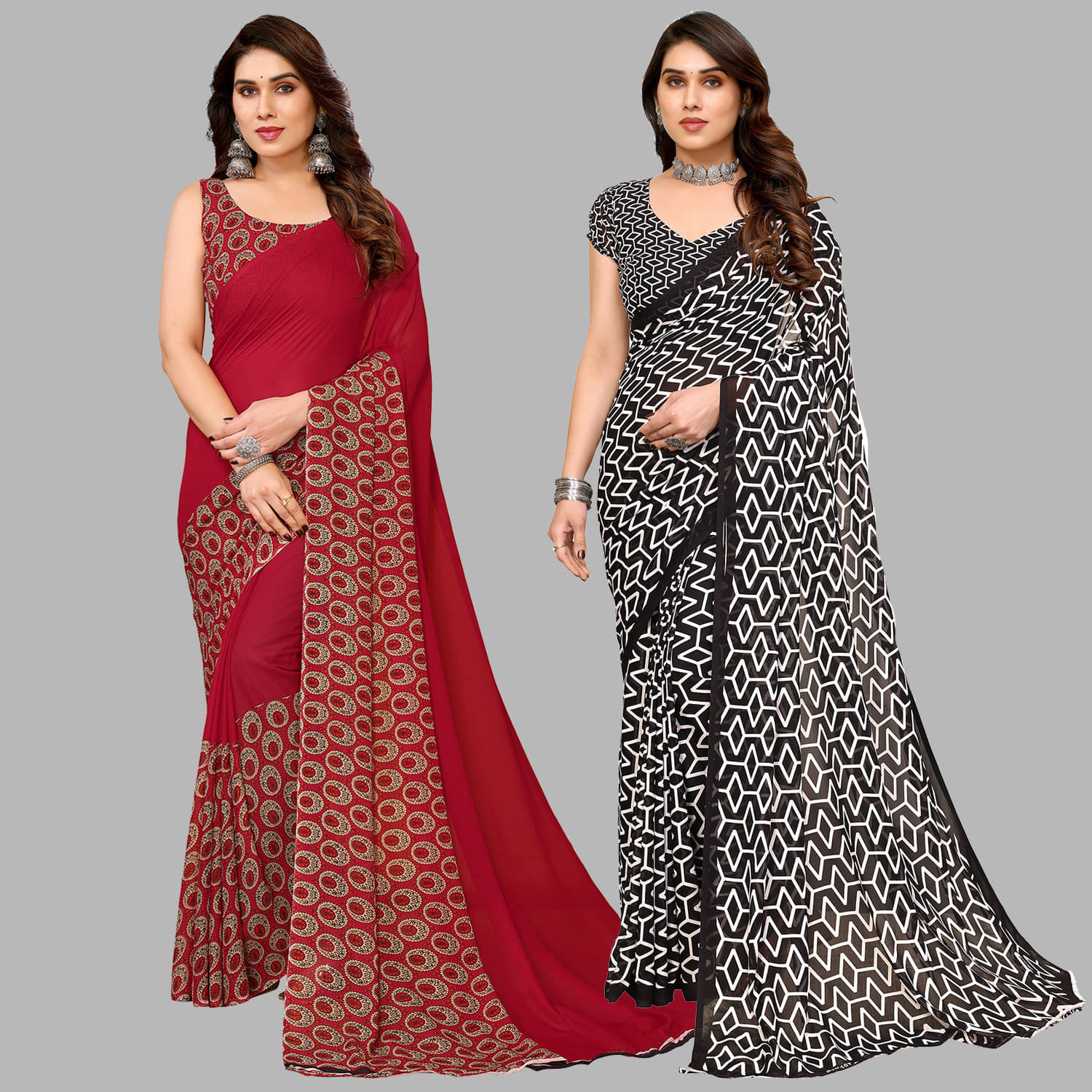     			ANAND SAREES Georgette Printed Saree With Unstitched Blouse Piece ( Multicolor )