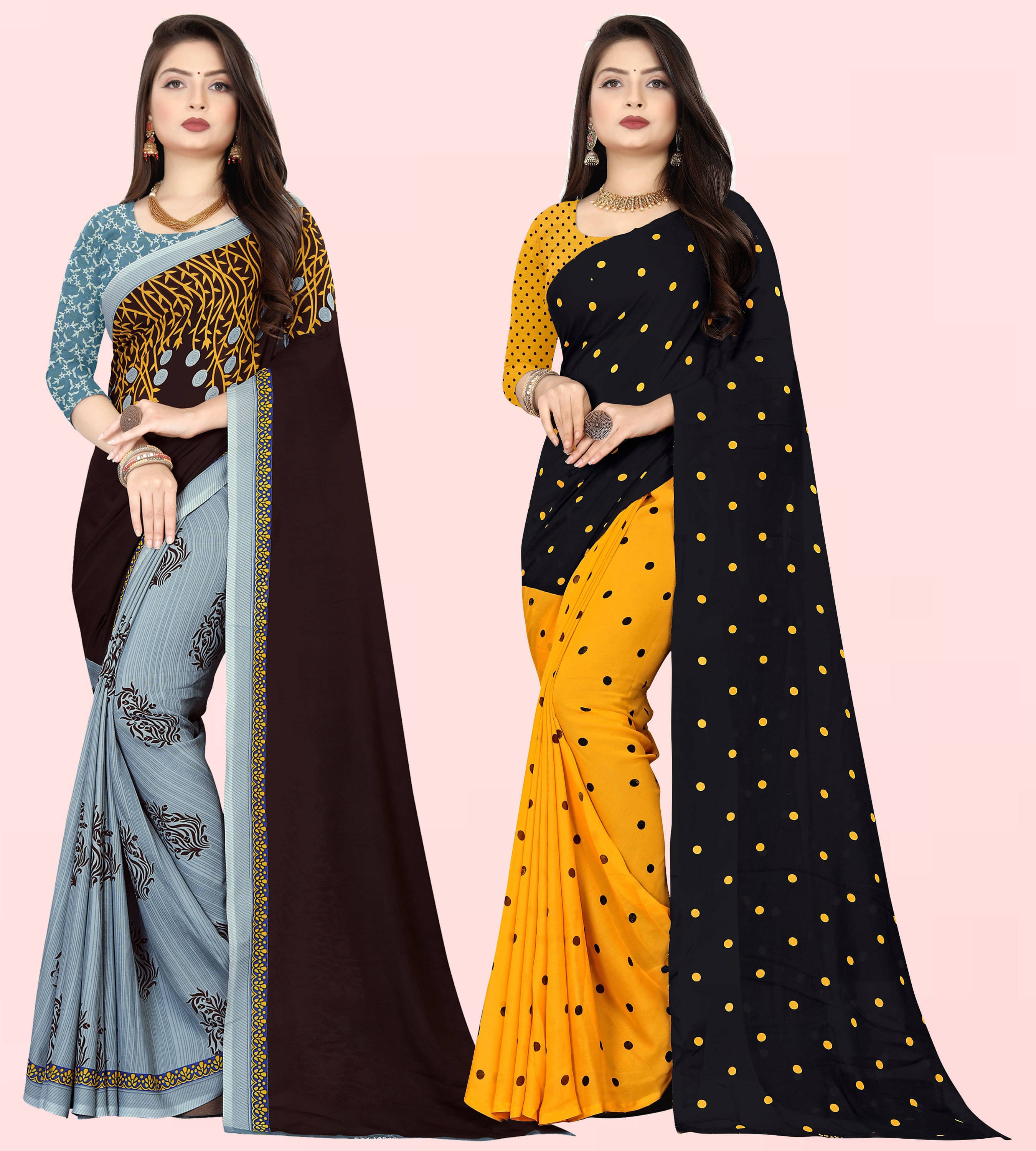 ANAND SAREES Georgette Printed Saree With Unstitched Blouse Piece ( Multicolor )     			ANAND SAREES Georgette Printed Saree With Unstitched Blouse Piece ( Multicolor )