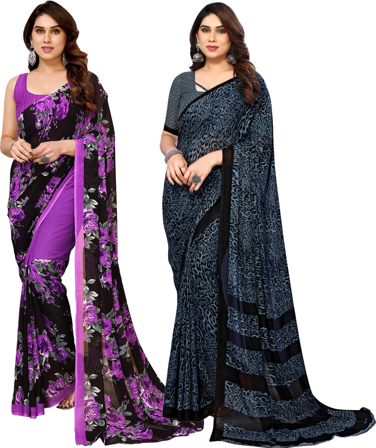 ANAND SAREES Georgette Printed Saree With Unstitched Blouse Piece ( Multicolor ) ANAND SAREES Georgette Printed Saree With Unstitched Blouse Piece ( Multicolor )