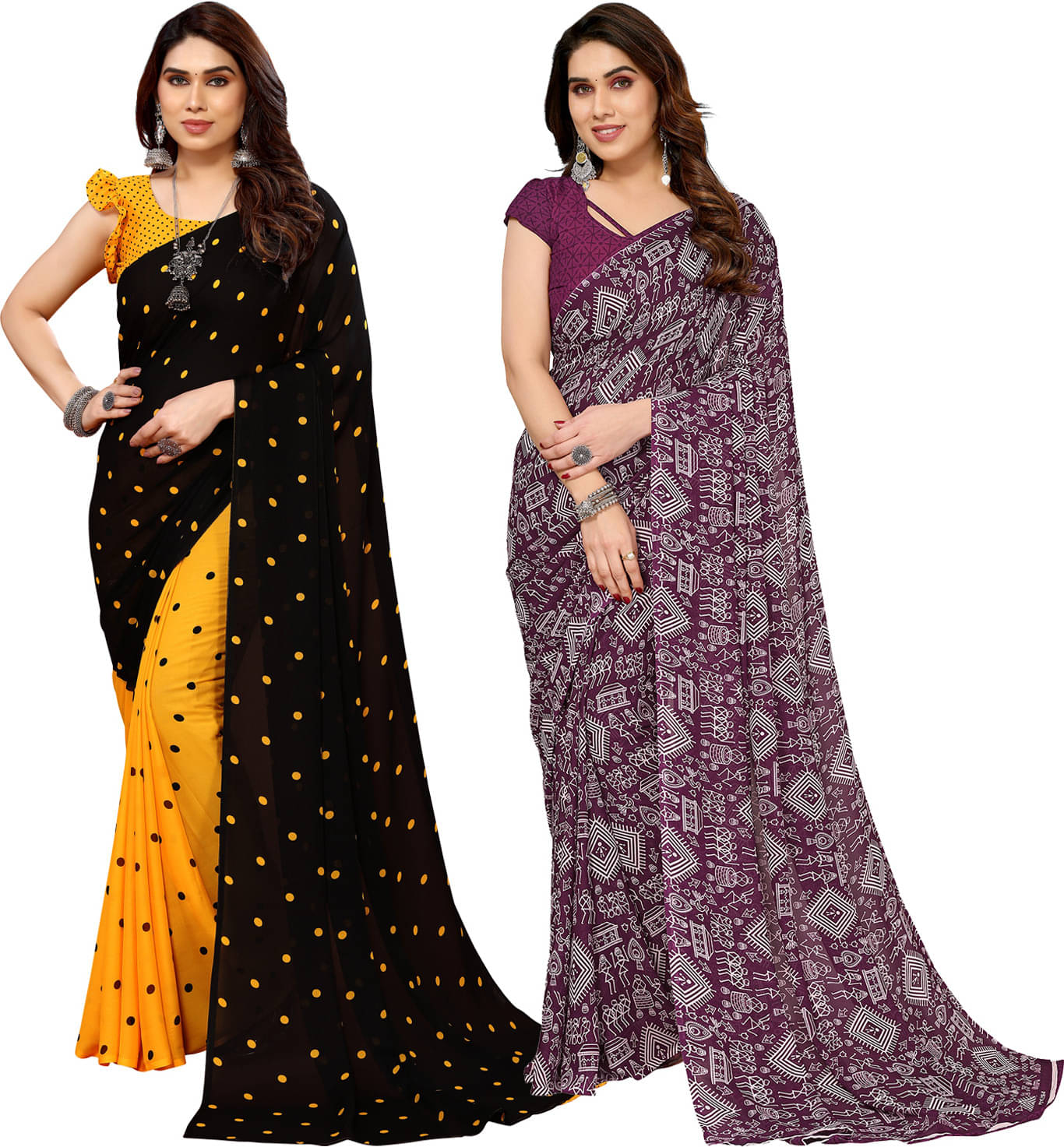     			ANAND SAREES Georgette Printed Saree With Unstitched Blouse Piece ( Multicolor )