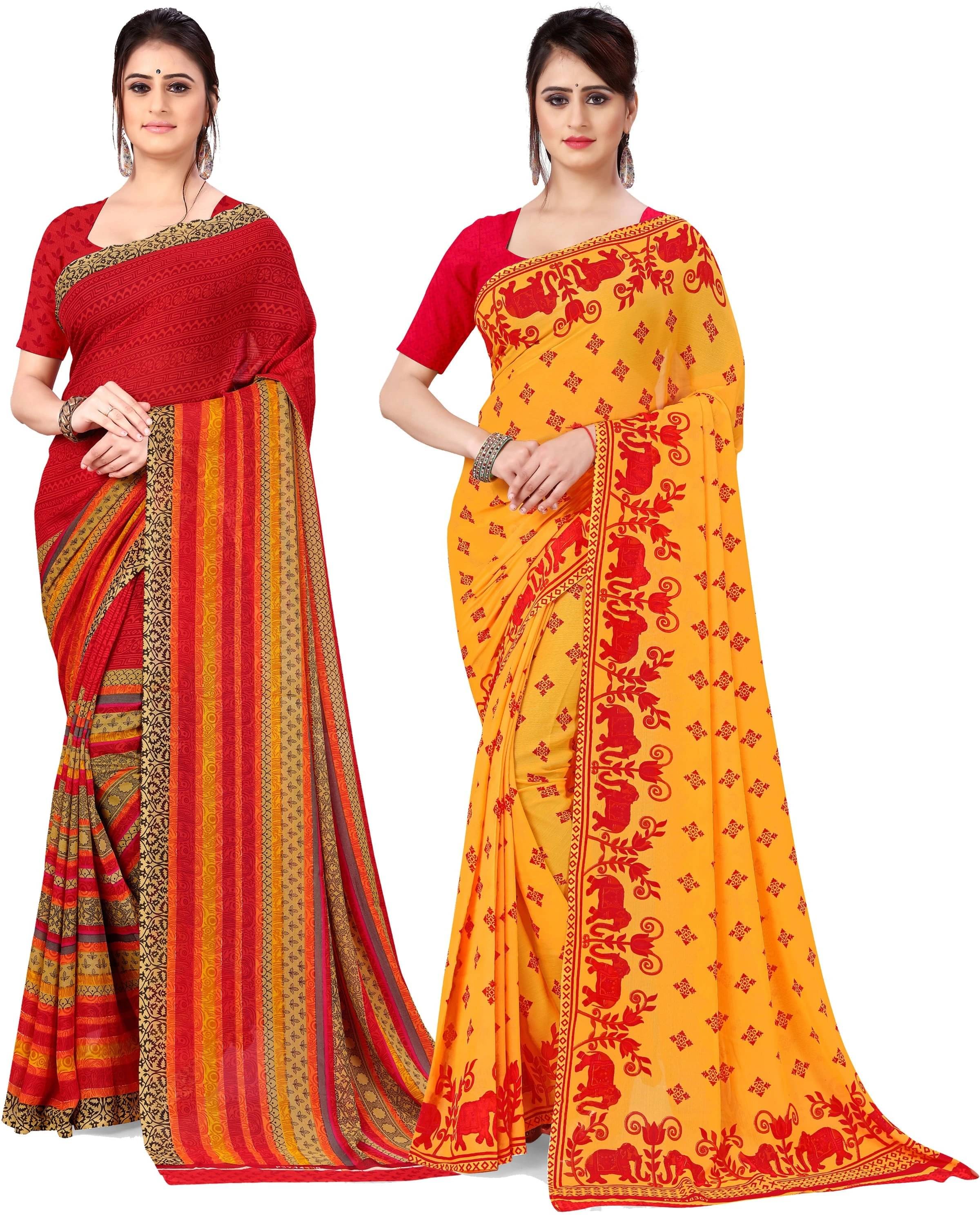     			ANAND SAREES Georgette Printed Saree With Unstitched Blouse Piece ( Multicolor )