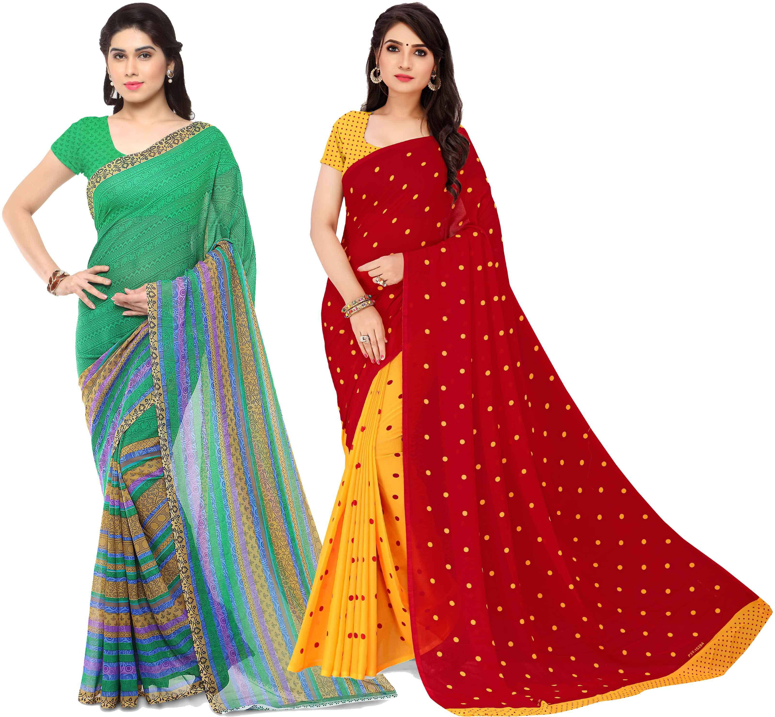 ANAND SAREES Georgette Printed Saree With Unstitched Blouse Piece ( Multicolor )     			ANAND SAREES Georgette Printed Saree With Unstitched Blouse Piece ( Multicolor )