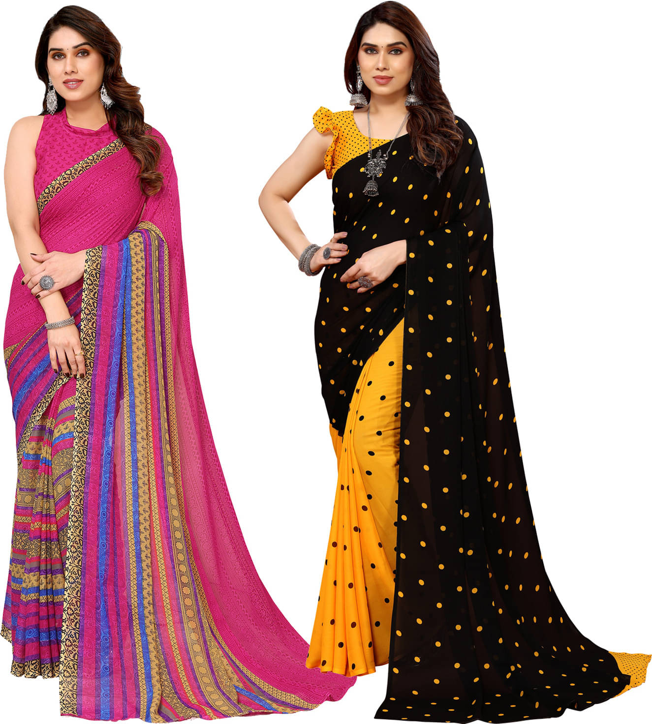 ANAND SAREES Georgette Printed Saree With Unstitched Blouse Piece ( Multicolor ) ANAND SAREES Georgette Printed Saree With Unstitched Blouse Piece ( Multicolor )