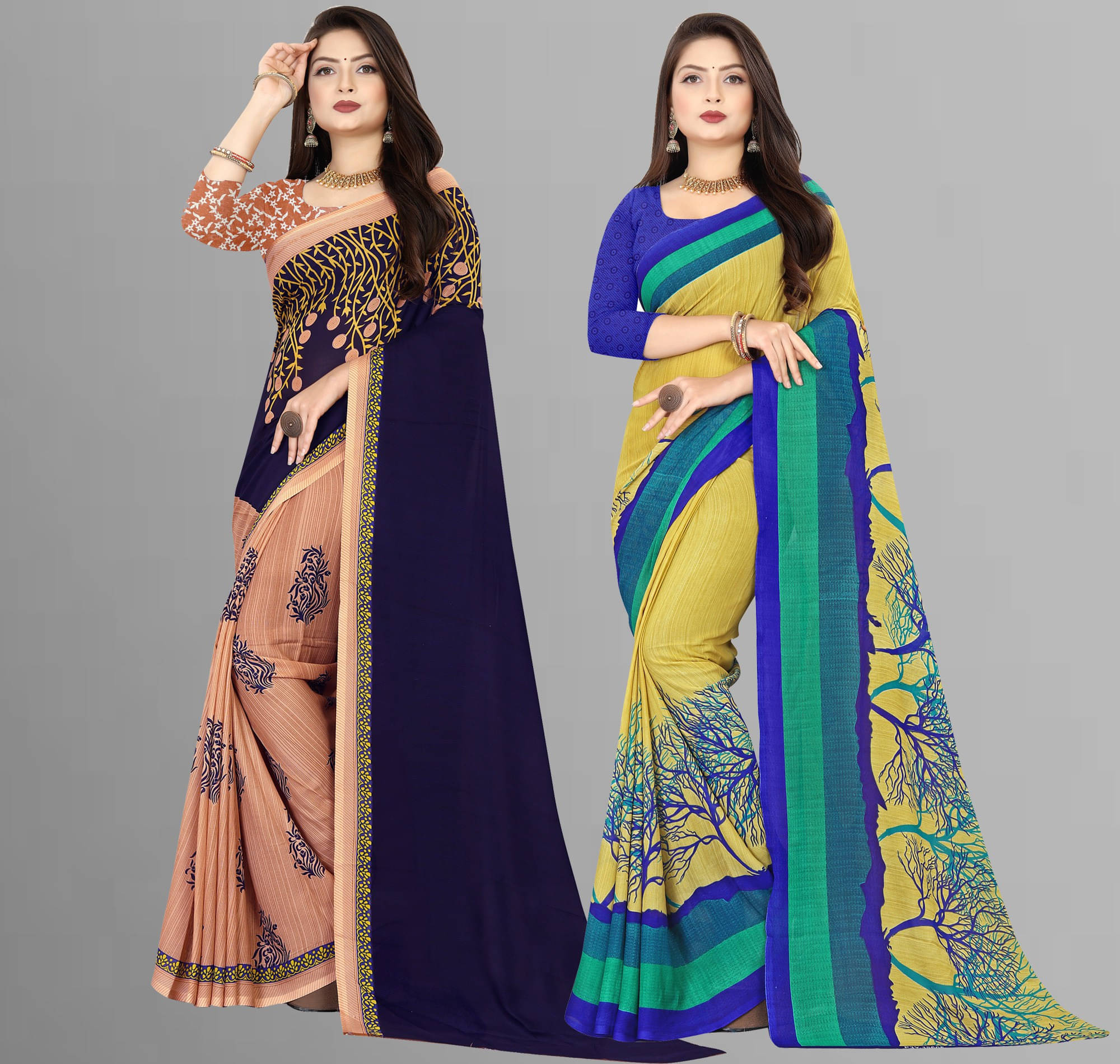 ANAND SAREES Georgette Printed Saree With Unstitched Blouse Piece ( Multicolor ) ANAND SAREES Georgette Printed Saree With Unstitched Blouse Piece ( Multicolor )
