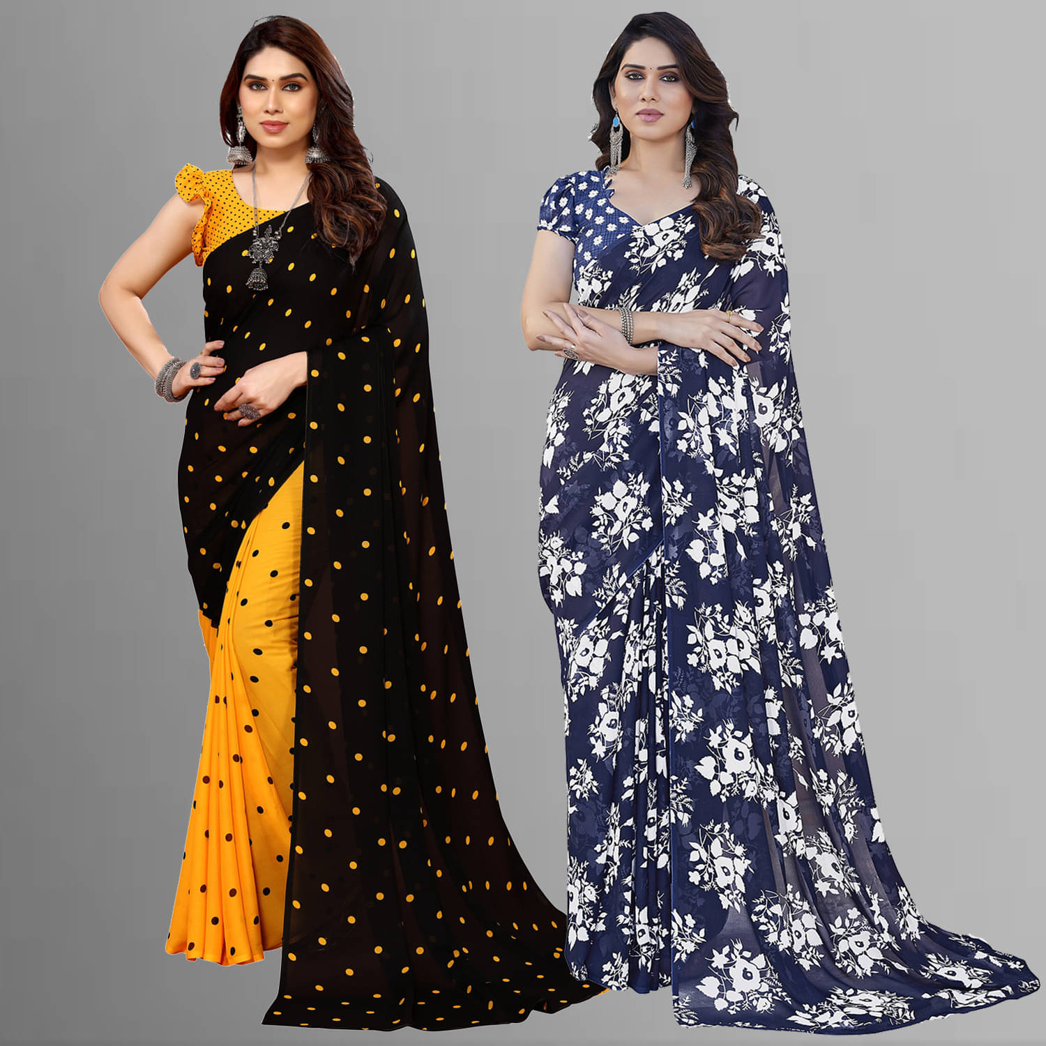     			ANAND SAREES Georgette Printed Saree With Unstitched Blouse Piece ( Multicolor )