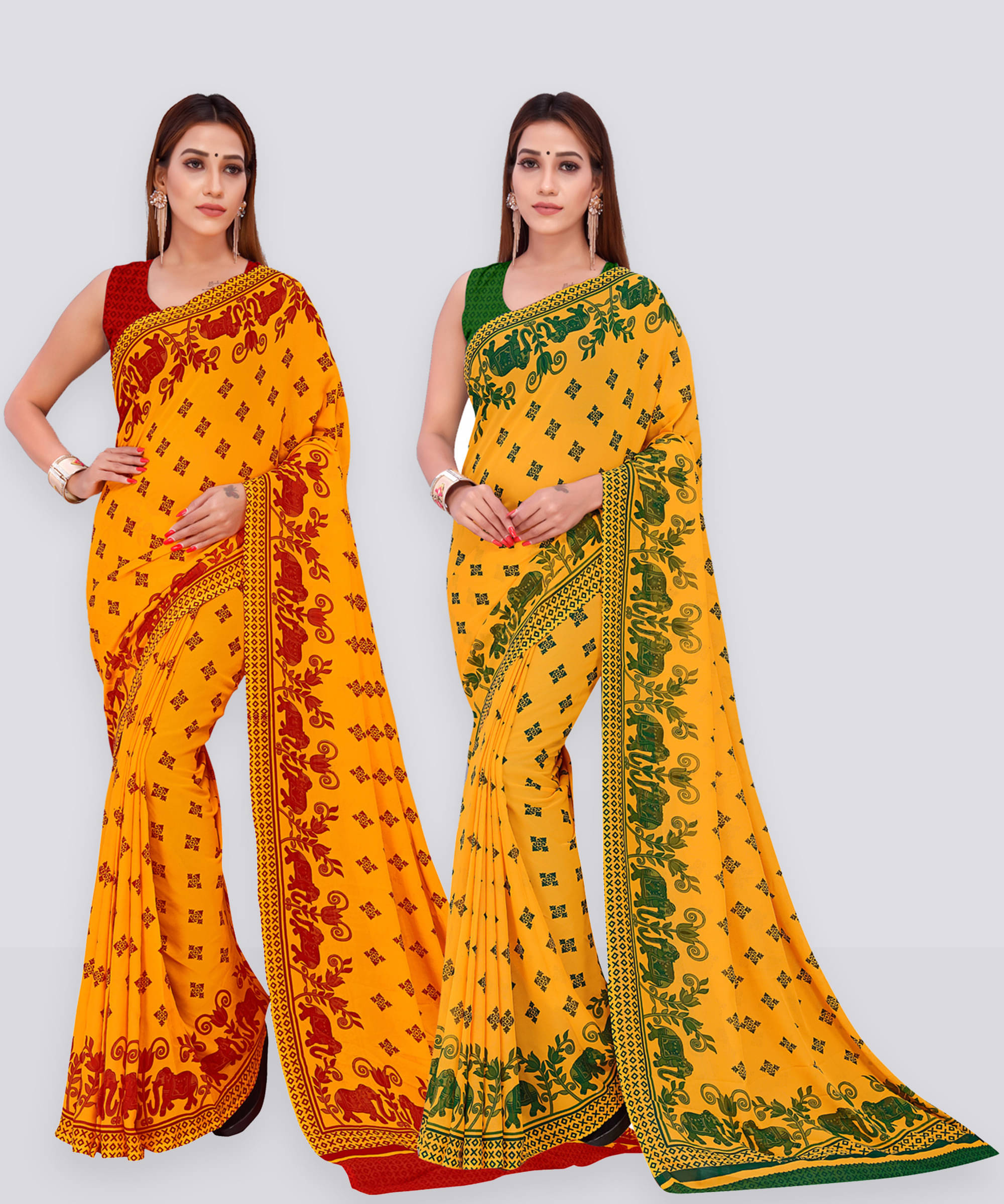 ANAND SAREES Georgette Printed Saree With Unstitched Blouse Piece ( Multicolor ) ANAND SAREES Georgette Printed Saree With Unstitched Blouse Piece ( Multicolor )