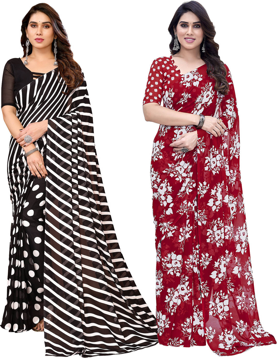     			ANAND SAREES Georgette Printed Saree With Unstitched Blouse Piece ( Multicolor )