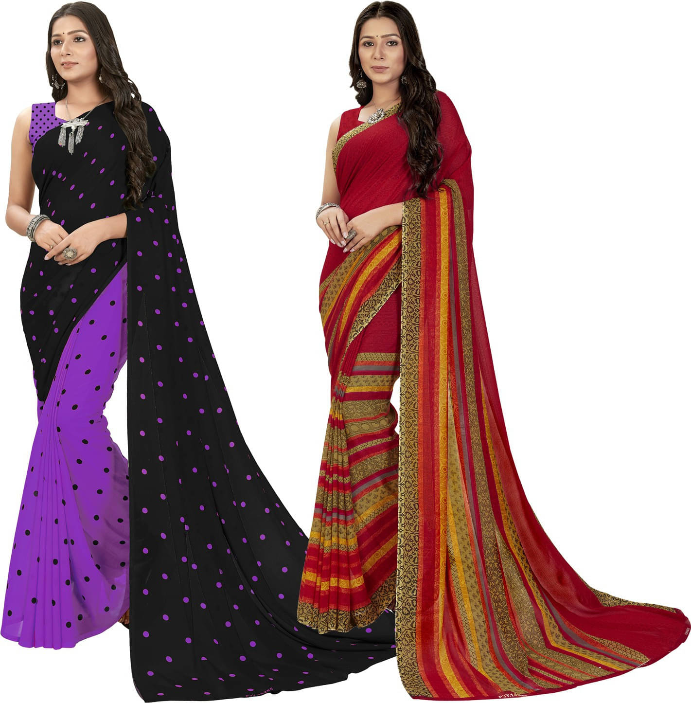 ANAND SAREES Georgette Printed Saree With Unstitched Blouse Piece ( Red ) ANAND SAREES Georgette Printed Saree With Unstitched Blouse Piece ( Red )