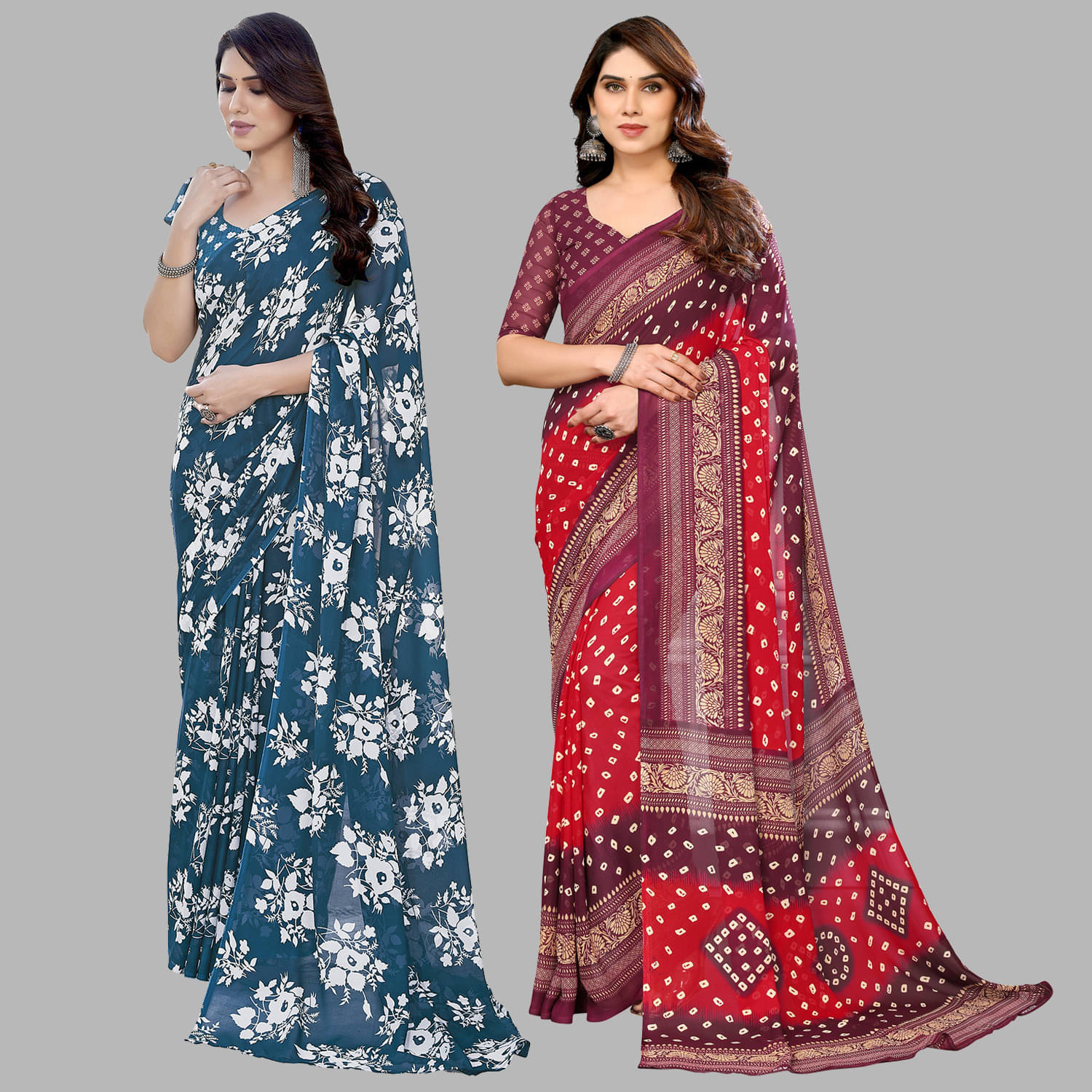 ANAND SAREES Georgette Printed Saree With Unstitched Blouse Piece ( Maroon ) ANAND SAREES Georgette Printed Saree With Unstitched Blouse Piece ( Maroon )
