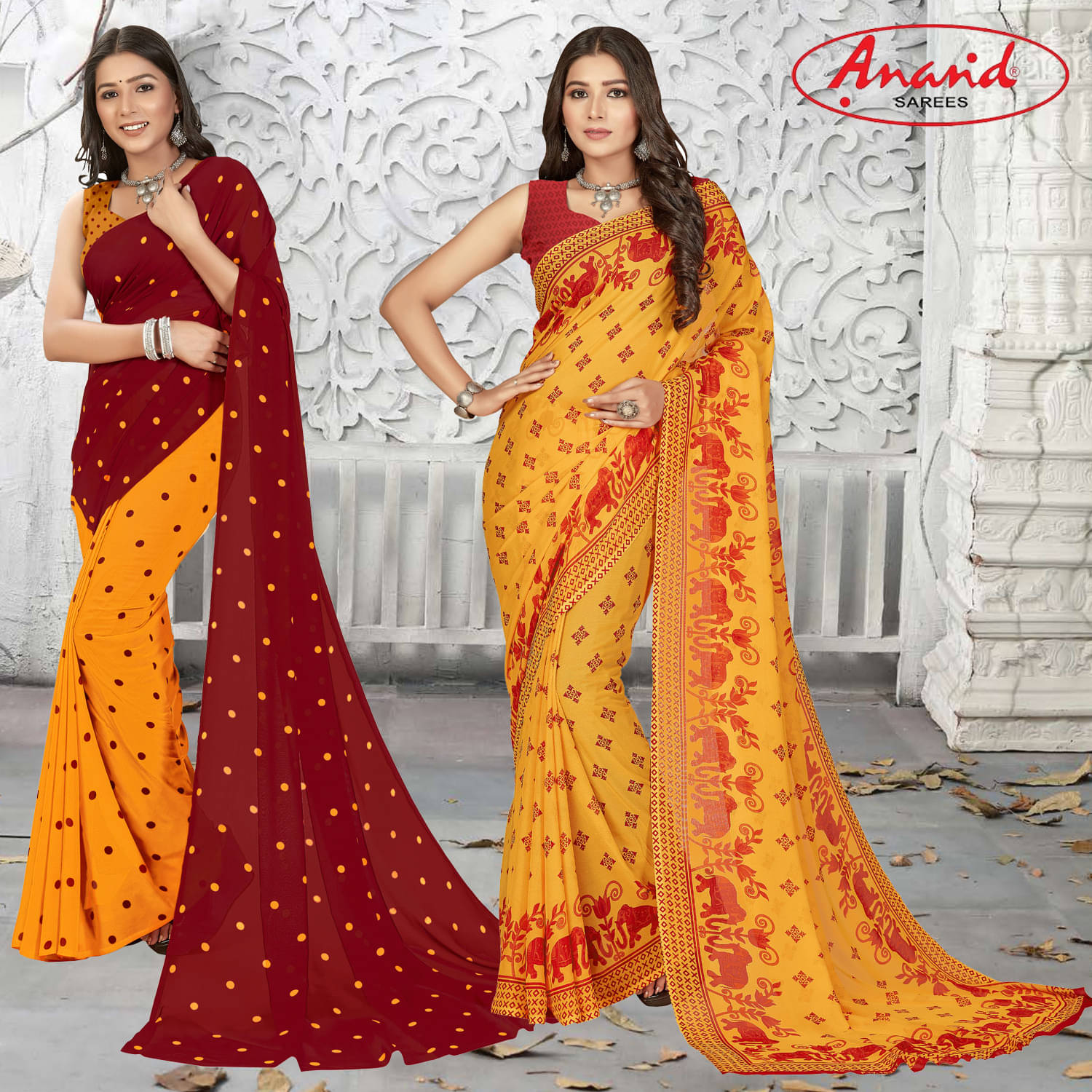     			ANAND SAREES Georgette Printed Saree With Unstitched Blouse Piece ( Multicolor )