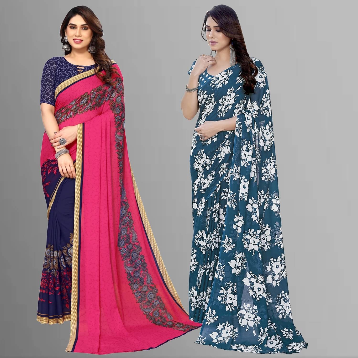 ANAND SAREES Georgette Printed Saree With Unstitched Blouse Piece ( Multicolor ) ANAND SAREES Georgette Printed Saree With Unstitched Blouse Piece ( Multicolor )
