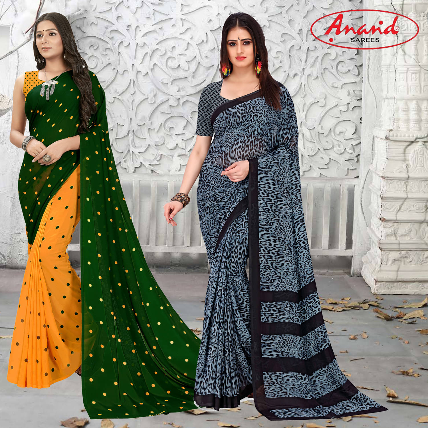 ANAND SAREES Georgette Printed Saree With Unstitched Blouse Piece ( Multicolor ) ANAND SAREES Georgette Printed Saree With Unstitched Blouse Piece ( Multicolor )