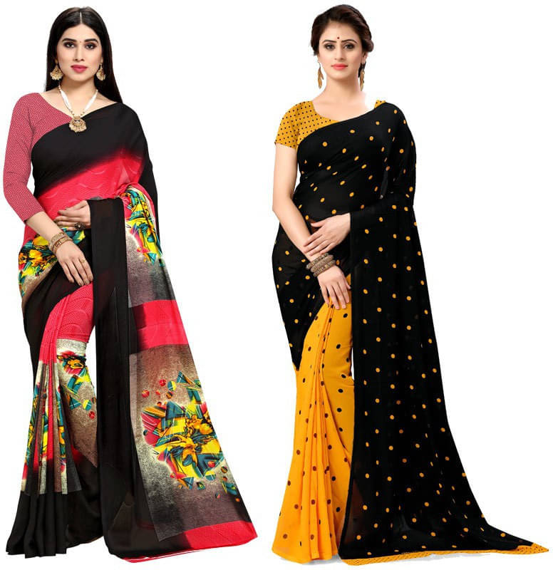 ANAND SAREES Georgette Printed Saree With Unstitched Blouse Piece ( Multicolor ) ANAND SAREES Georgette Printed Saree With Unstitched Blouse Piece ( Multicolor )