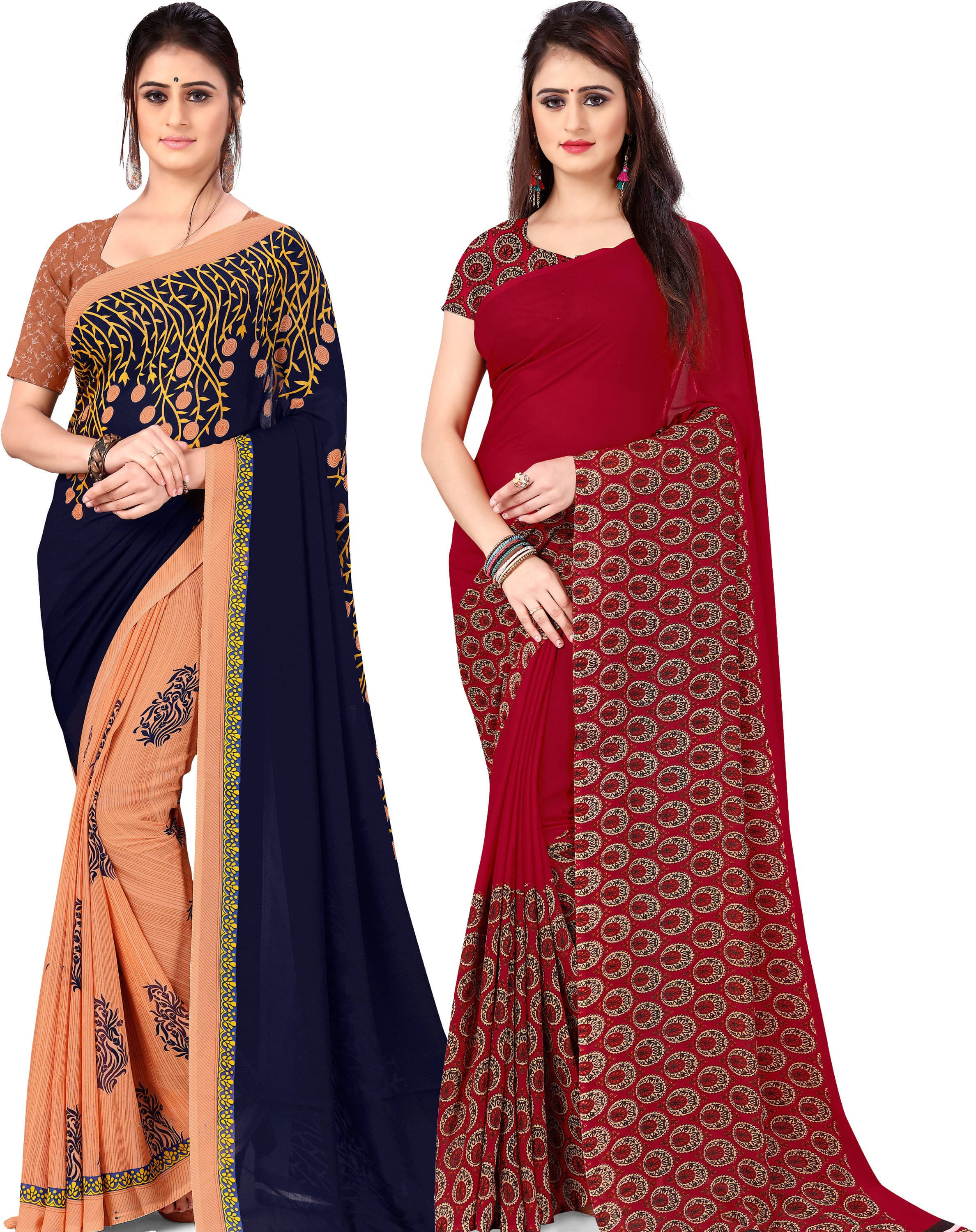     			ANAND SAREES Georgette Printed Saree With Unstitched Blouse Piece ( Multicolor )