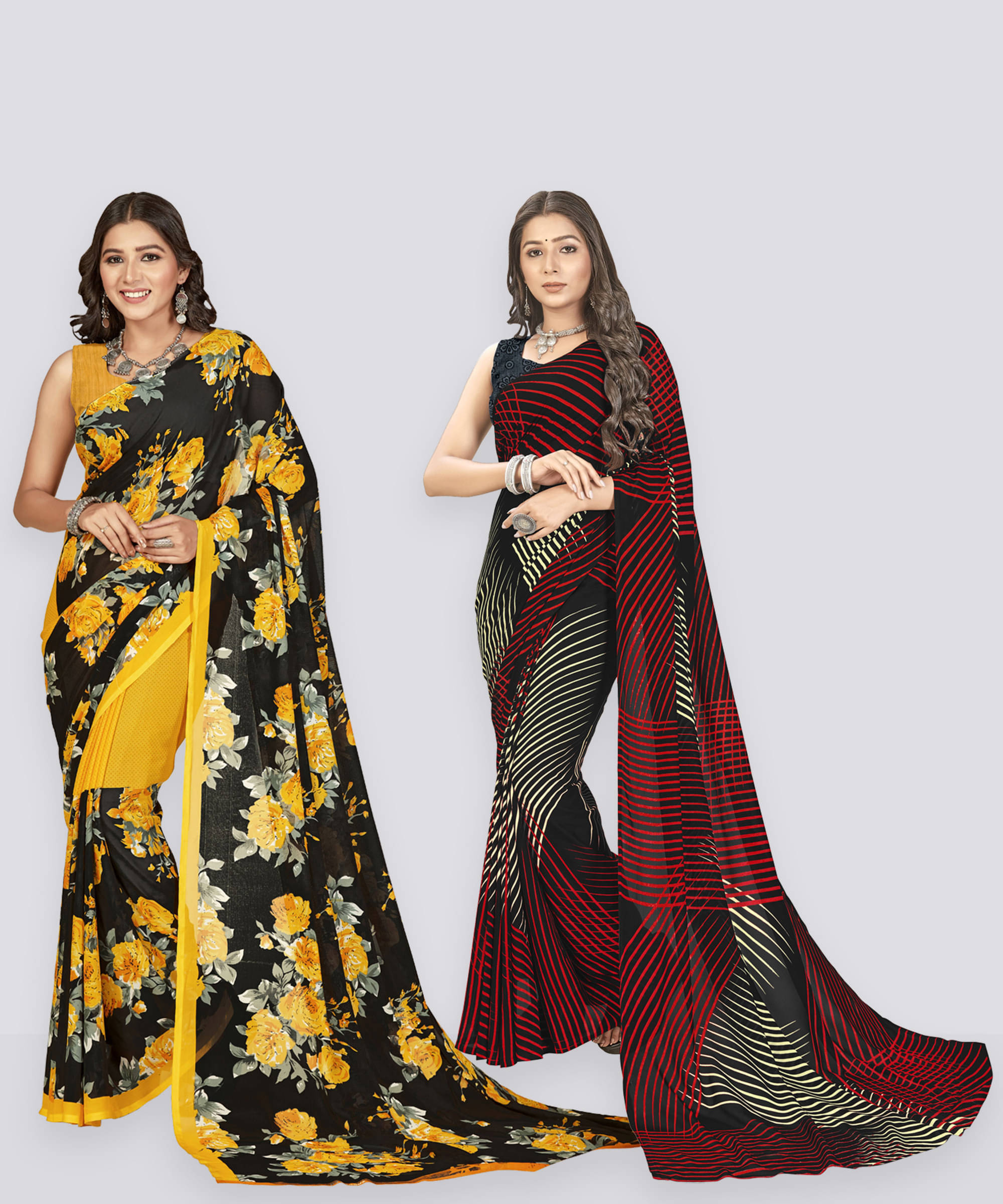     			ANAND SAREES Georgette Printed Saree With Unstitched Blouse Piece ( Black )