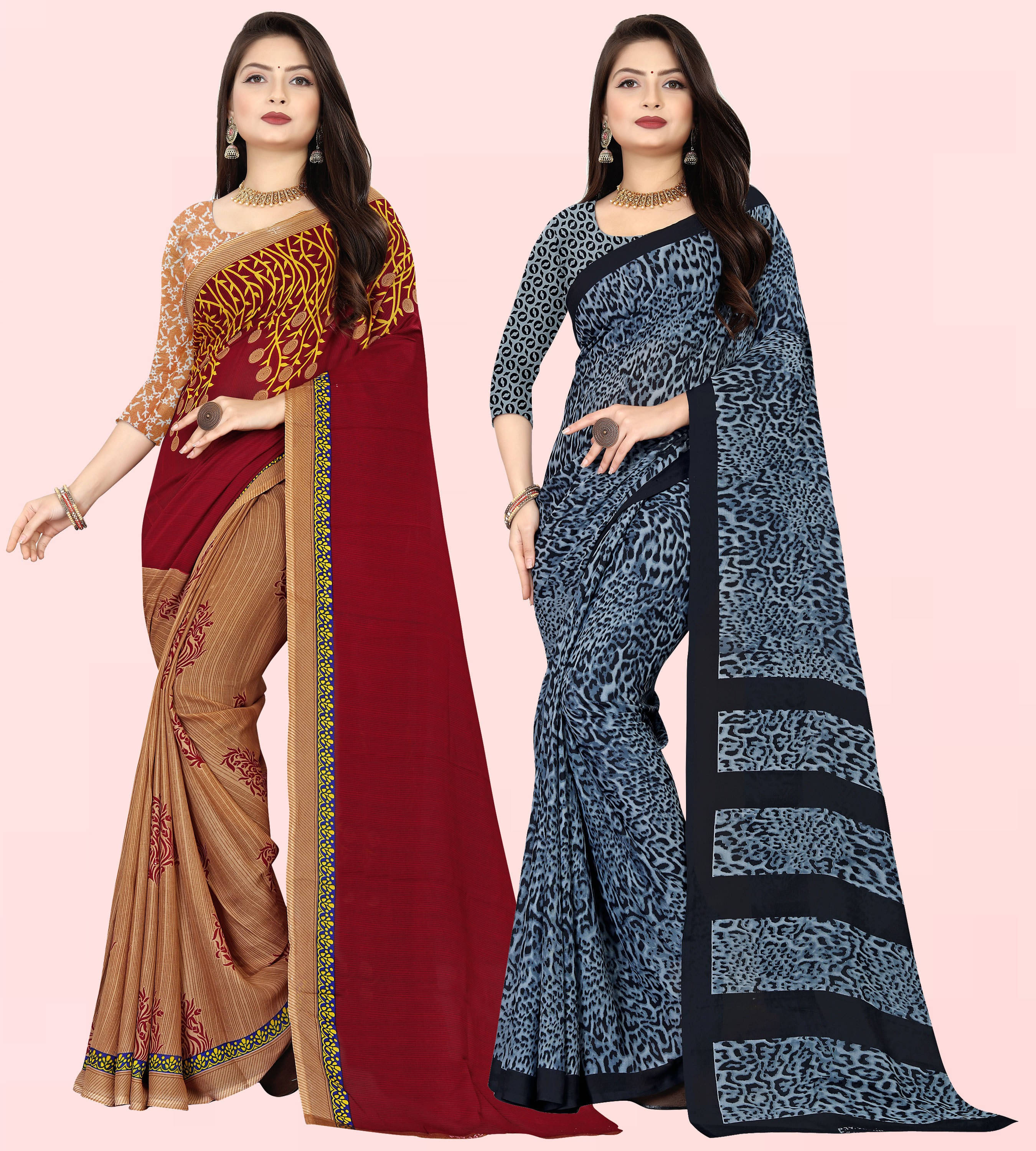 ANAND SAREES Georgette Printed Saree With Unstitched Blouse Piece ( Multicolor ) ANAND SAREES Georgette Printed Saree With Unstitched Blouse Piece ( Multicolor )