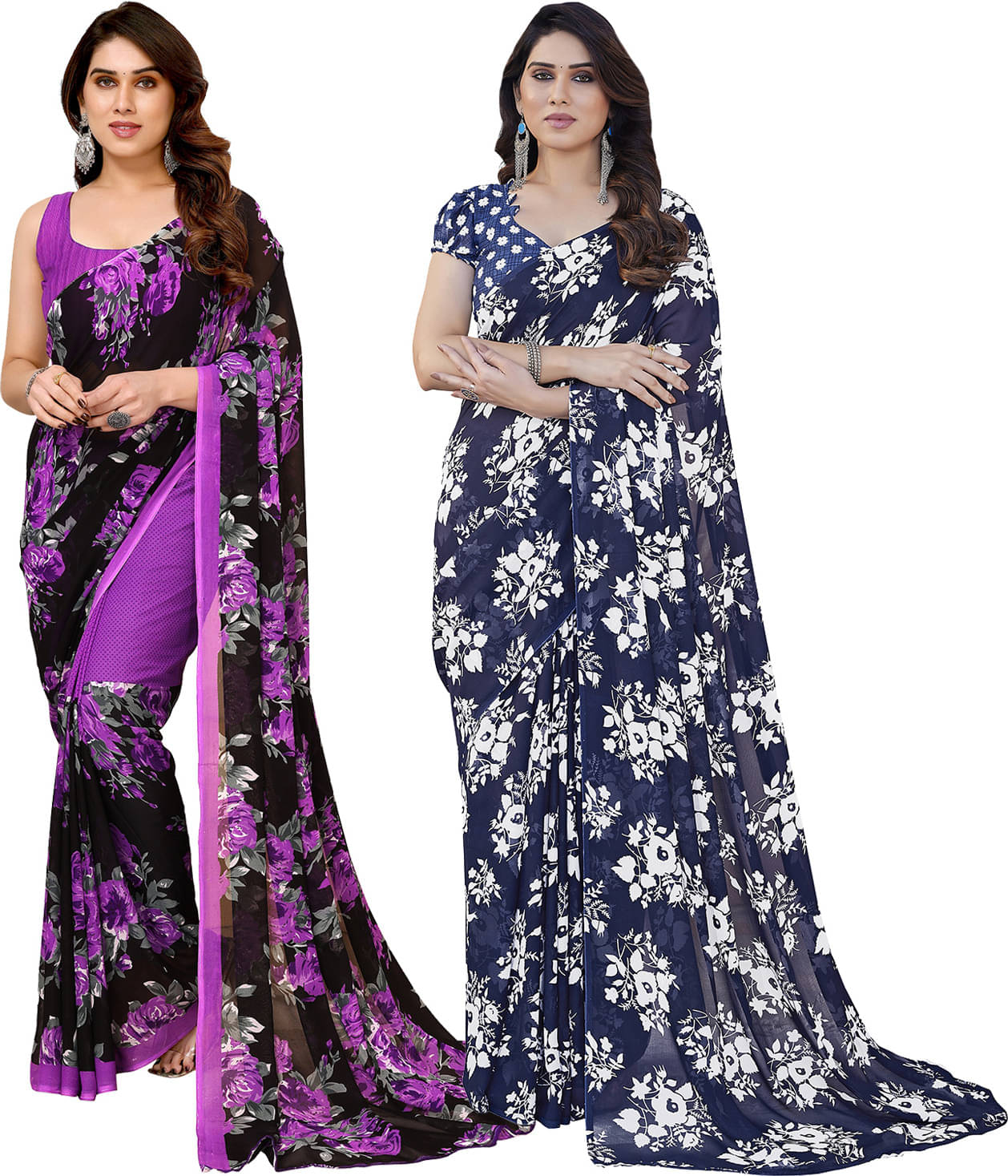 ANAND SAREES Georgette Printed Saree With Unstitched Blouse Piece ( Multicolor ) ANAND SAREES Georgette Printed Saree With Unstitched Blouse Piece ( Multicolor )