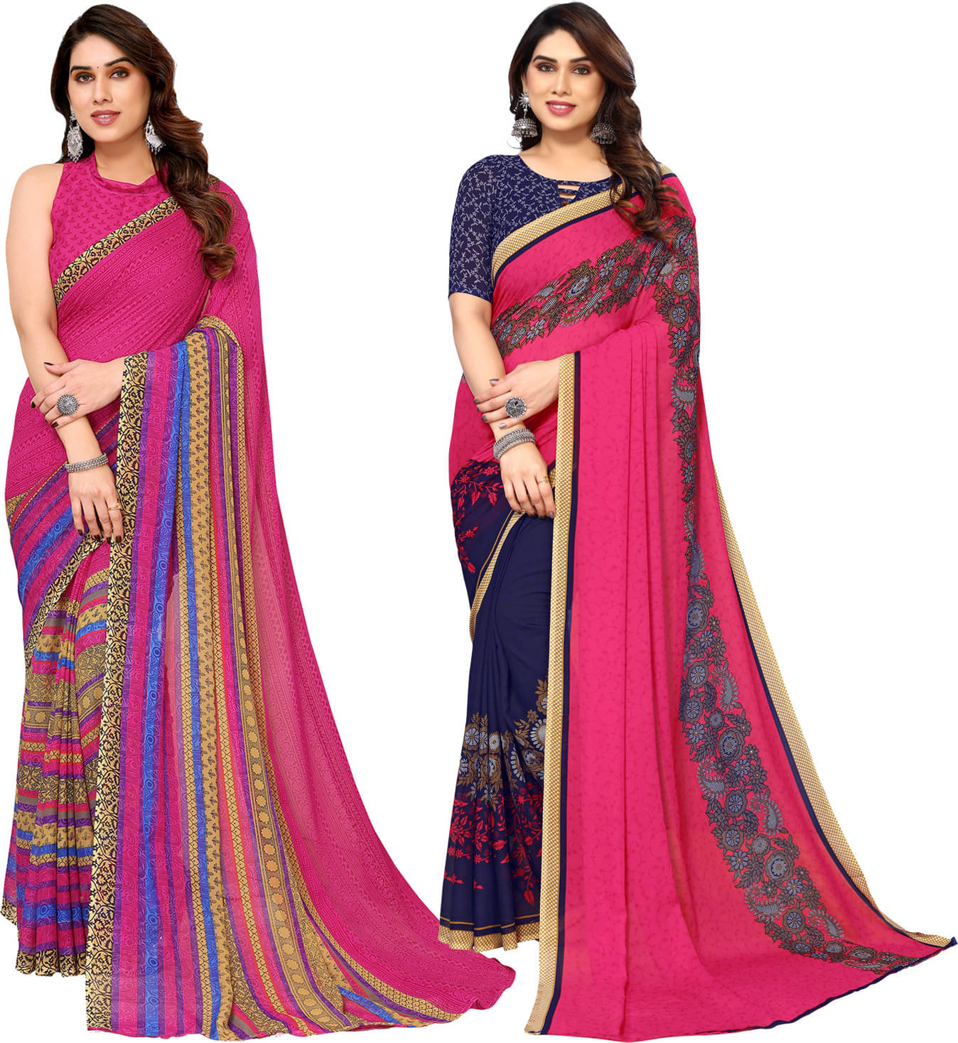ANAND SAREES Georgette Printed Saree With Unstitched Blouse Piece ( Multicolor ) ANAND SAREES Georgette Printed Saree With Unstitched Blouse Piece ( Multicolor )