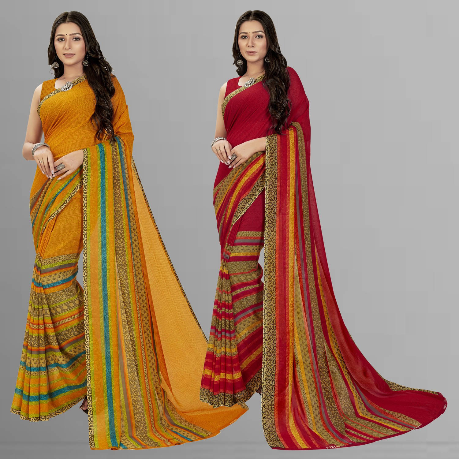 ANAND SAREES Georgette Printed Saree With Unstitched Blouse Piece ( Multicolor ) ANAND SAREES Georgette Printed Saree With Unstitched Blouse Piece ( Multicolor )