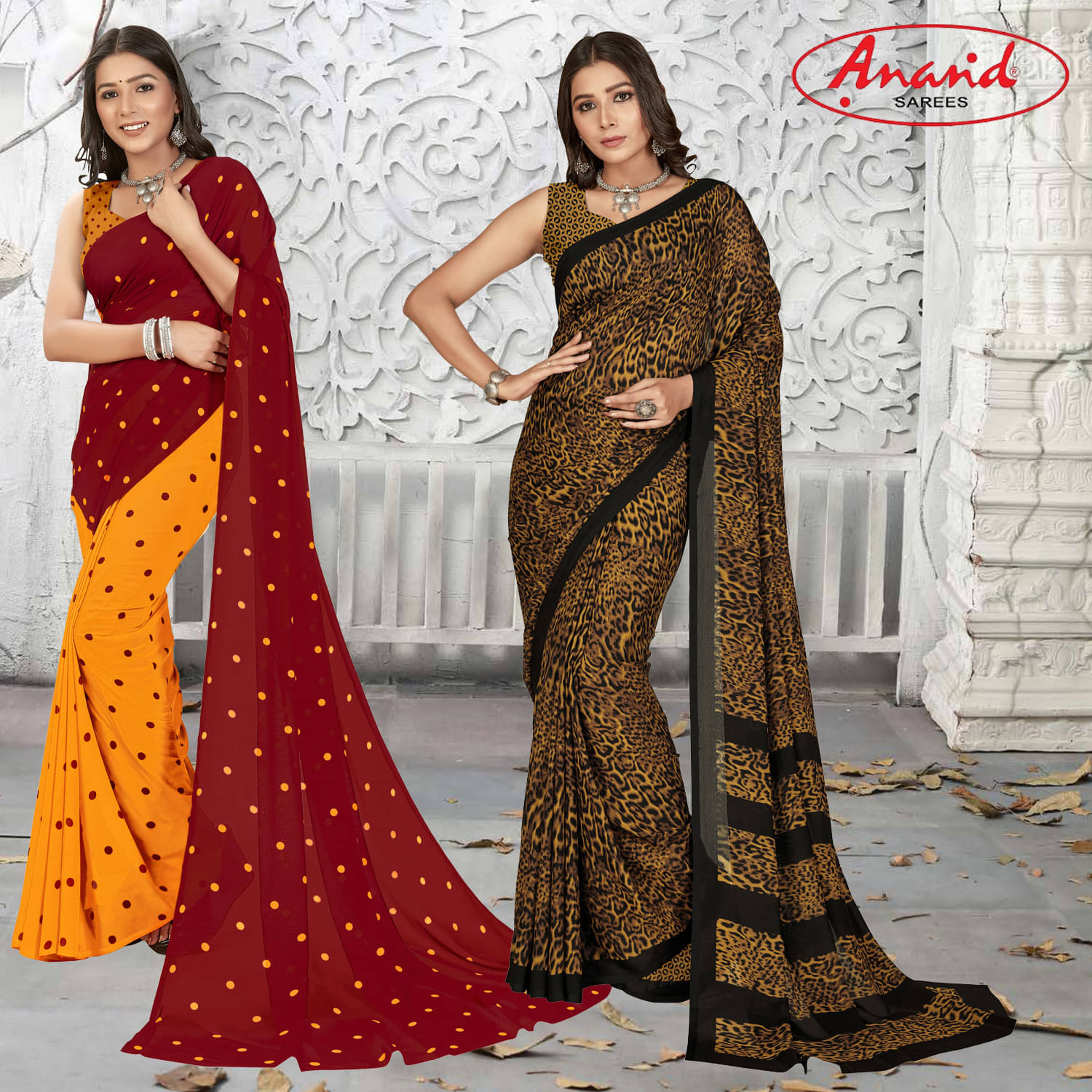     			ANAND SAREES Georgette Printed Saree With Unstitched Blouse Piece ( Multicolor )