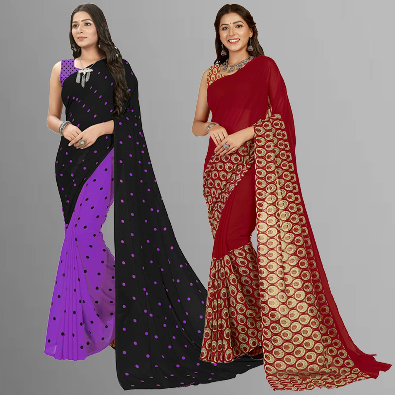     			ANAND SAREES Georgette Self Design Saree With Unstitched Blouse Piece ( Multicolor )