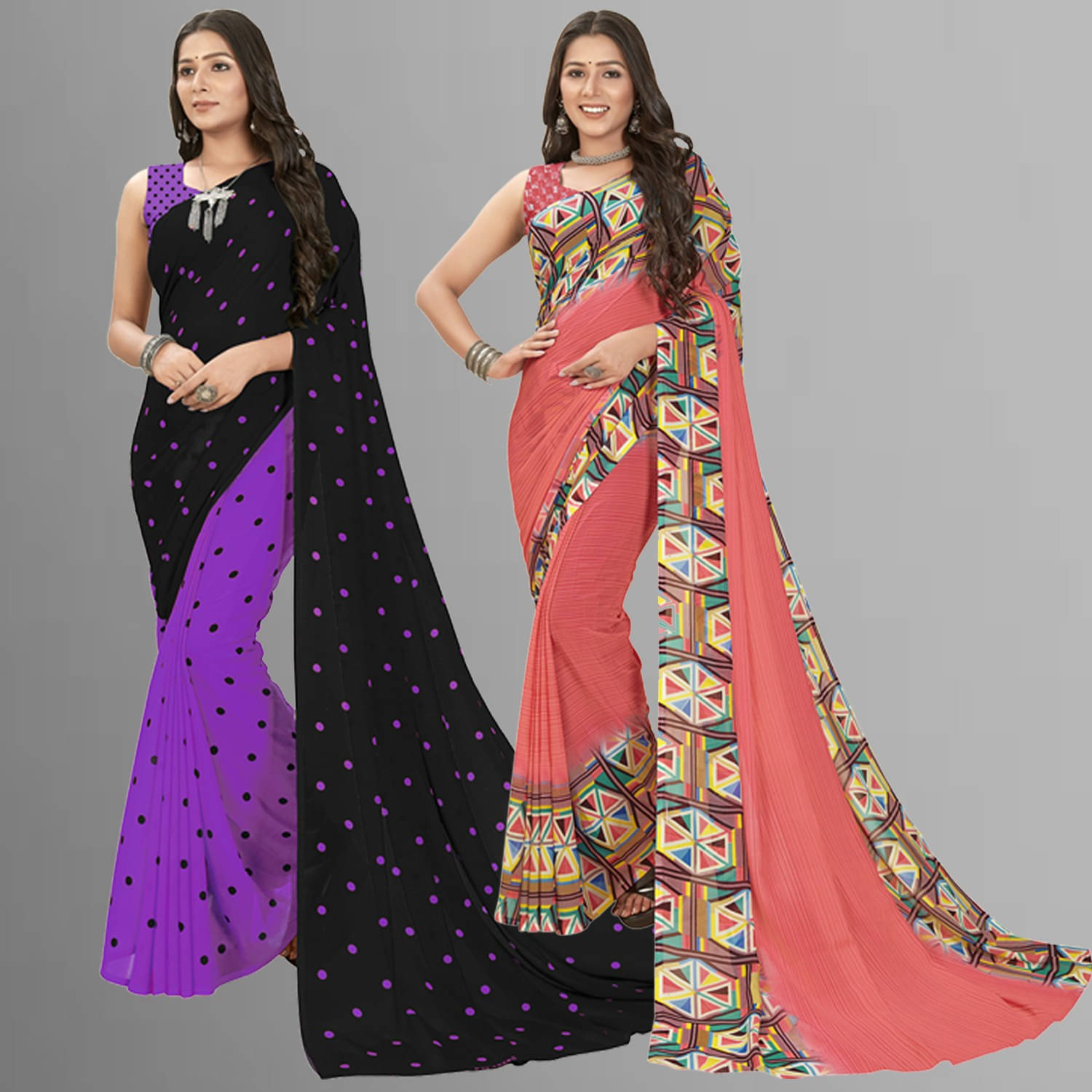     			ANAND SAREES Georgette Self Design Saree With Unstitched Blouse Piece ( Multicolor )