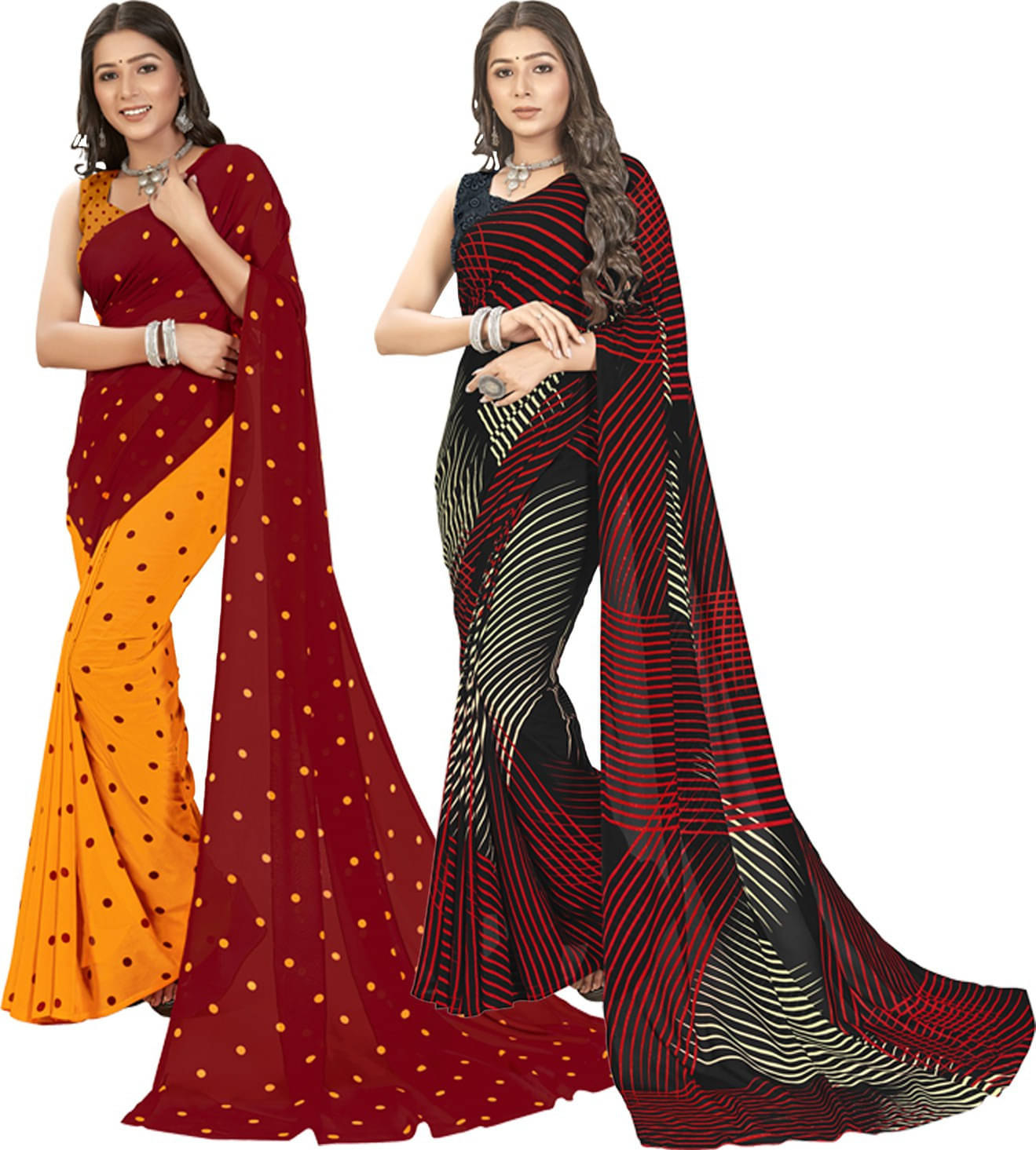 ANAND SAREES Georgette Self Design Saree With Unstitched Blouse Piece ( Multicolor ) ANAND SAREES Georgette Self Design Saree With Unstitched Blouse Piece ( Multicolor )
