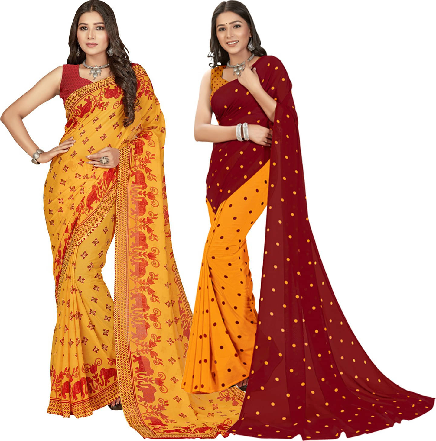     			ANAND SAREES Georgette Self Design Saree With Unstitched Blouse Piece ( Multicolor )