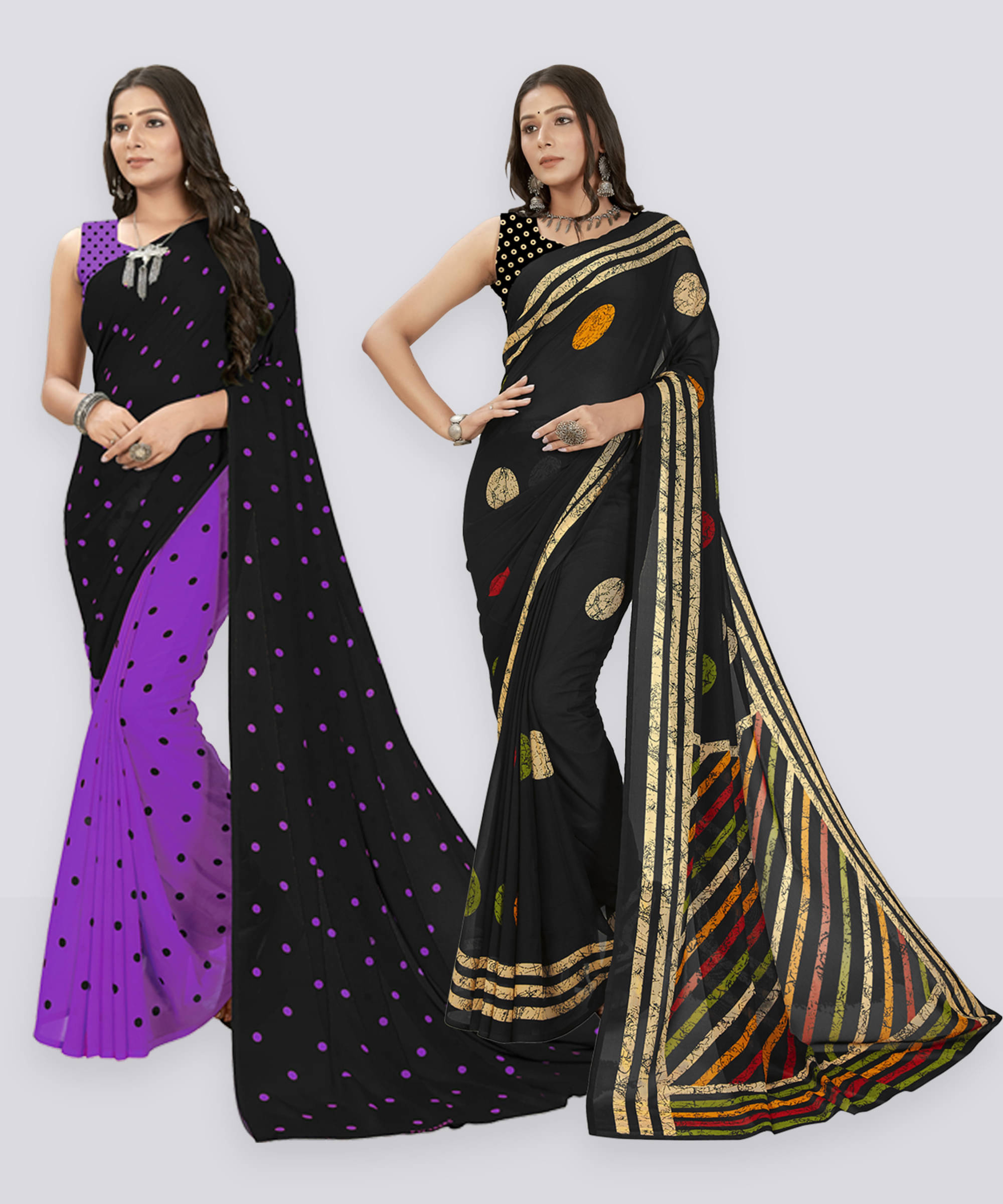     			ANAND SAREES Georgette Self Design Saree With Unstitched Blouse Piece ( Multicolor )