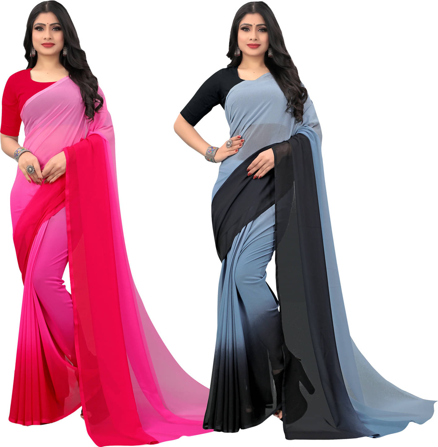     			ANAND SAREES Georgette Self Design Saree With Unstitched Blouse Piece ( Multicolor )