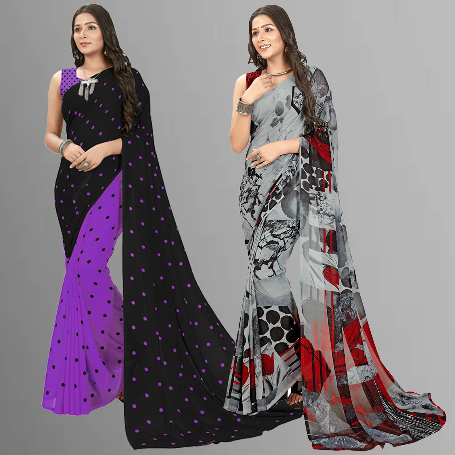     			ANAND SAREES Georgette Self Design Saree With Unstitched Blouse Piece ( Multicolor )